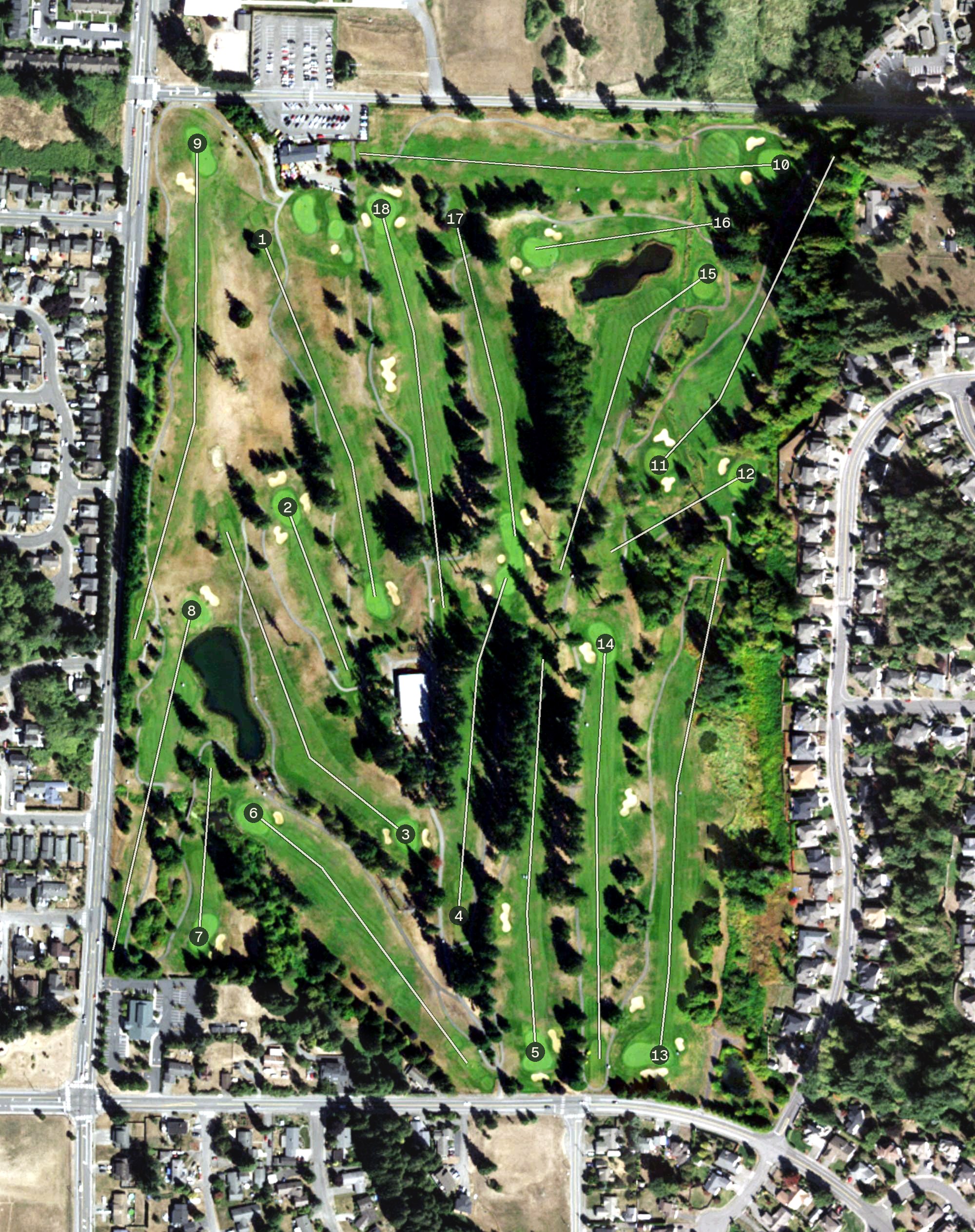 Aerial view of Cedar Crest Golf Course, WA
