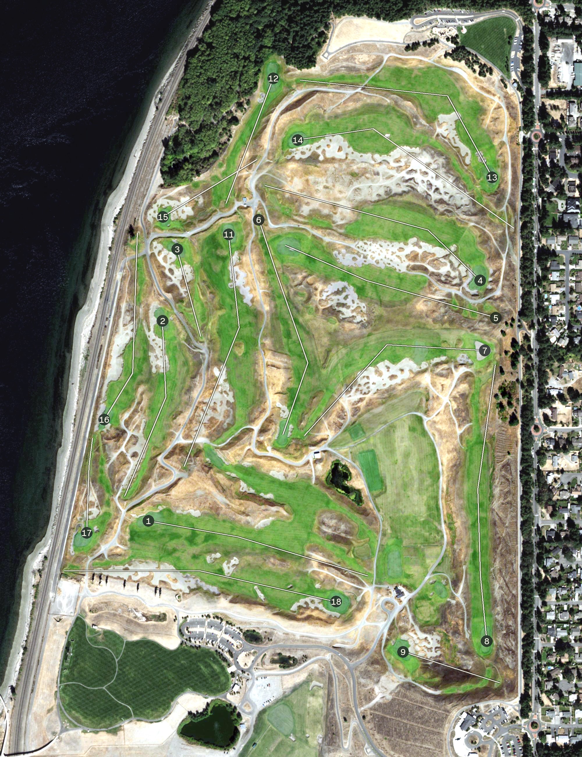Aerial view of Chambers Bay Golf Course, WA