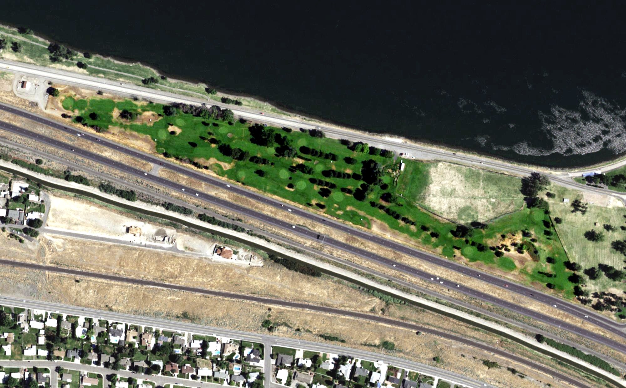 Aerial view of Columbia Park Golf Tri Plex, WA