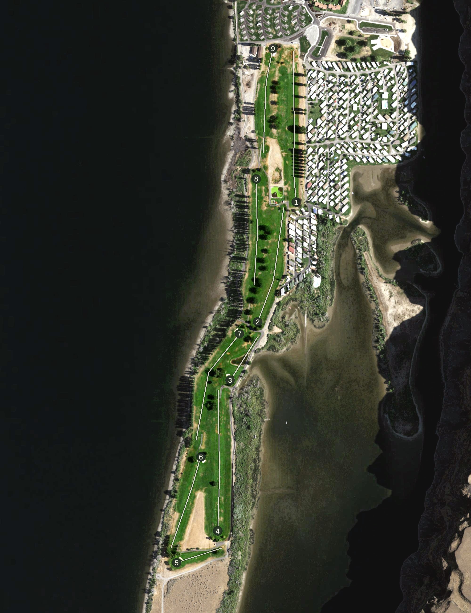 Aerial view of Crescent Bar Resort Golf Course, WA