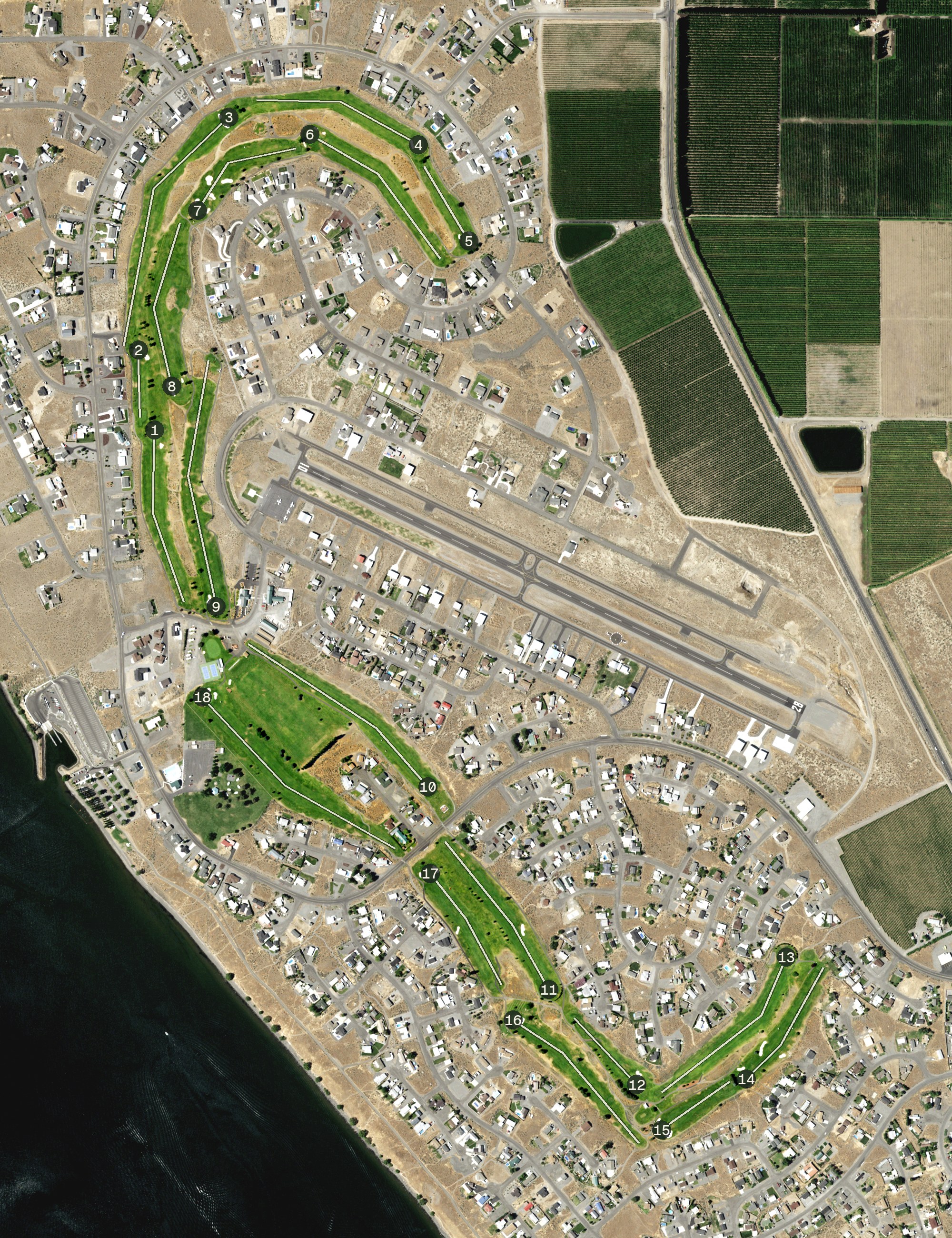 Aerial view of Desert Aire Golf Club, WA