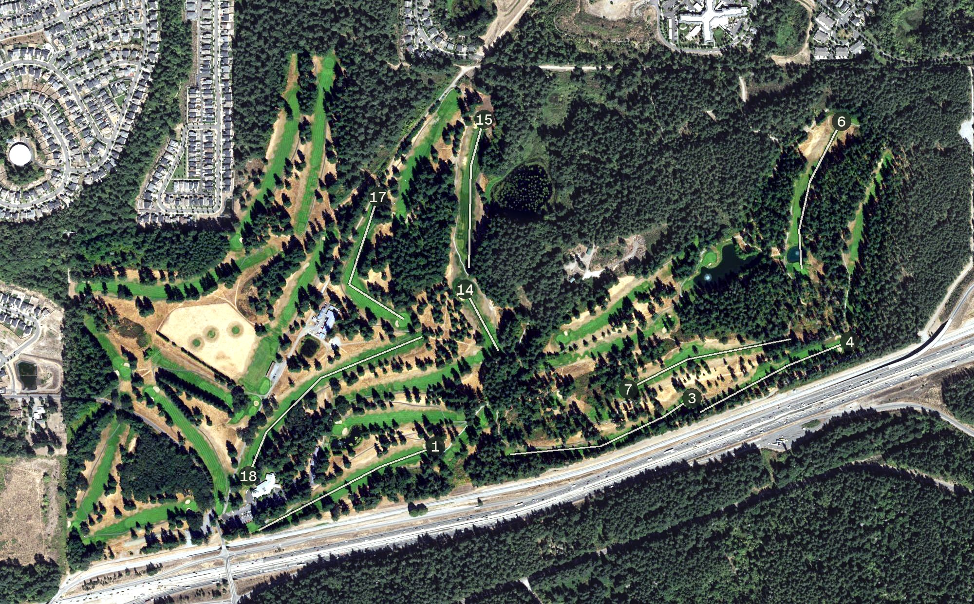 Aerial view of Eagles Pride Golf Course, WA