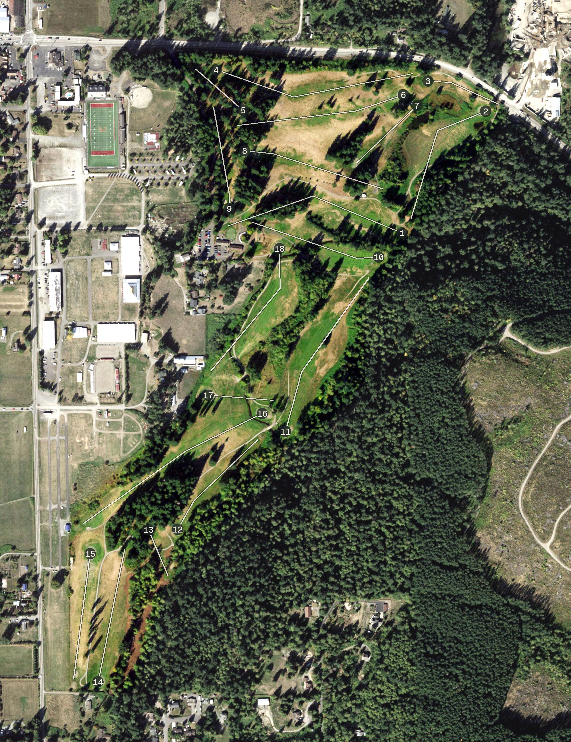 Aerial view of Enumclaw Golf Course, WA