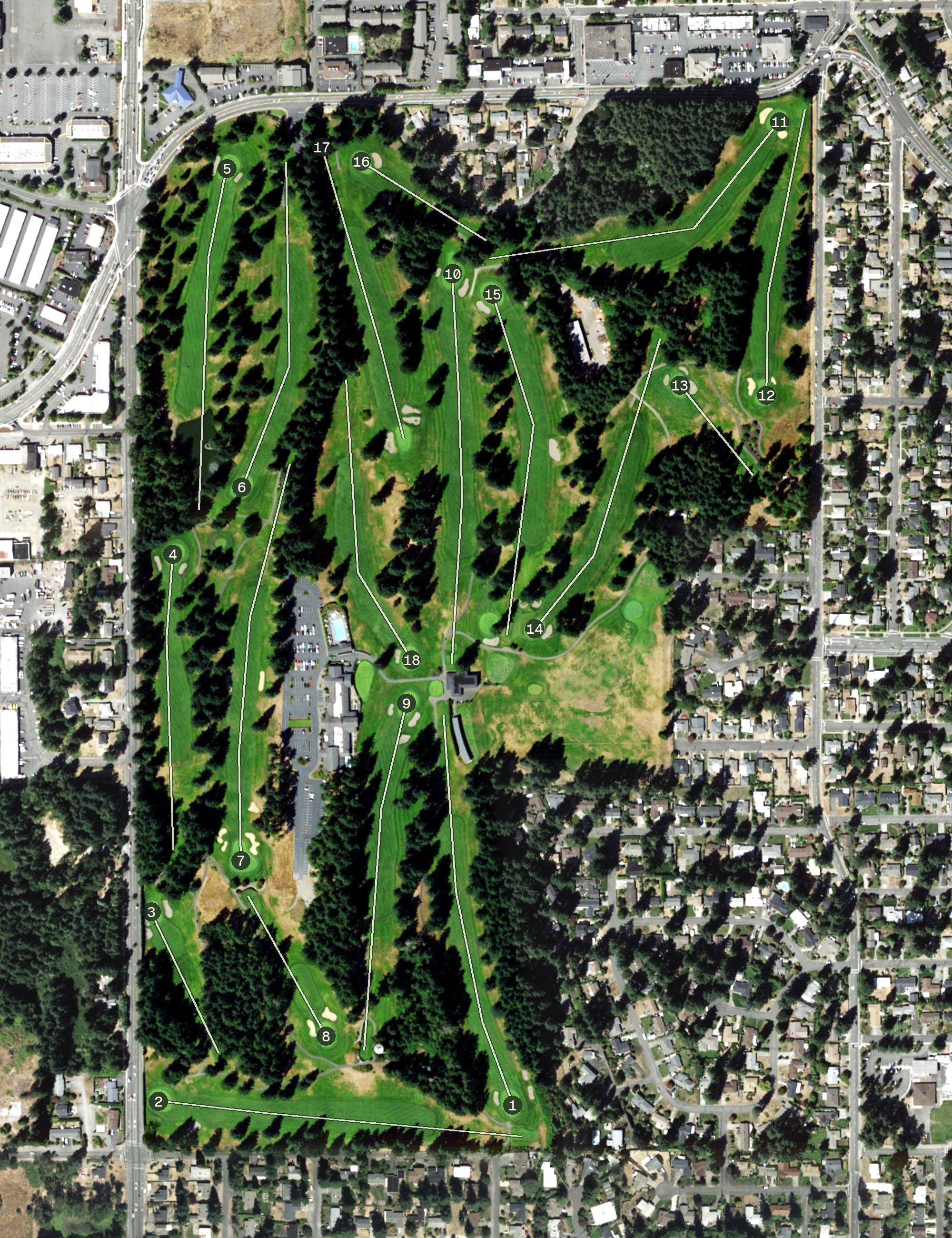Aerial view of Fircrest Golf Course, WA
