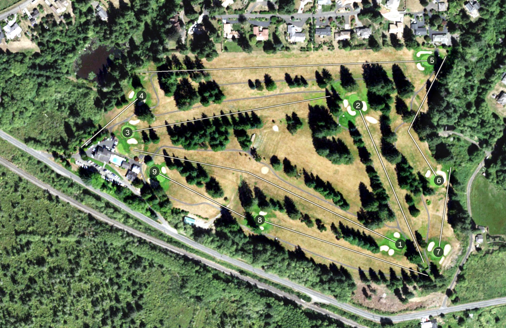 Aerial view of Grays Harbor Country Club, WA
