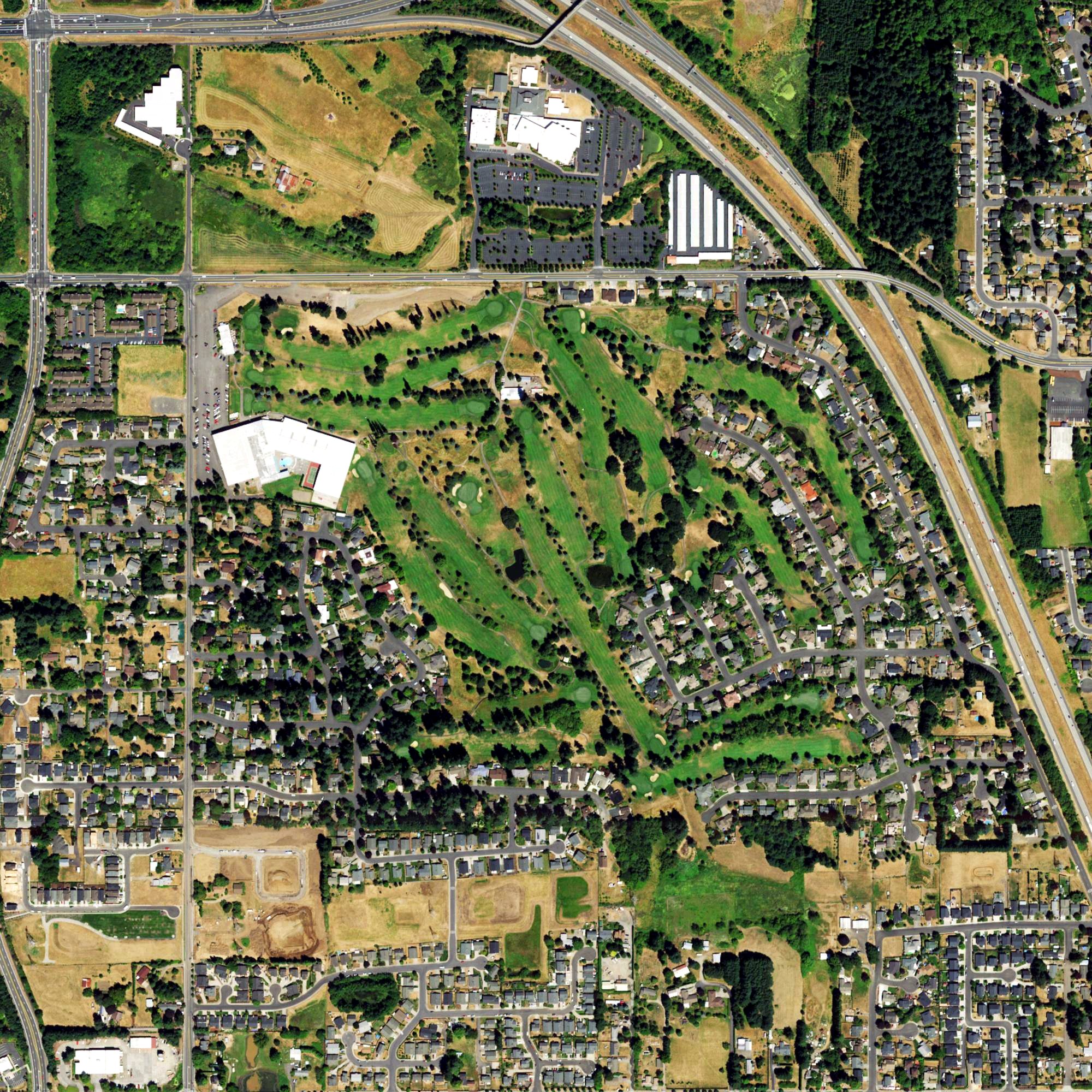 Aerial view of Green Meadows Golf Course, WA