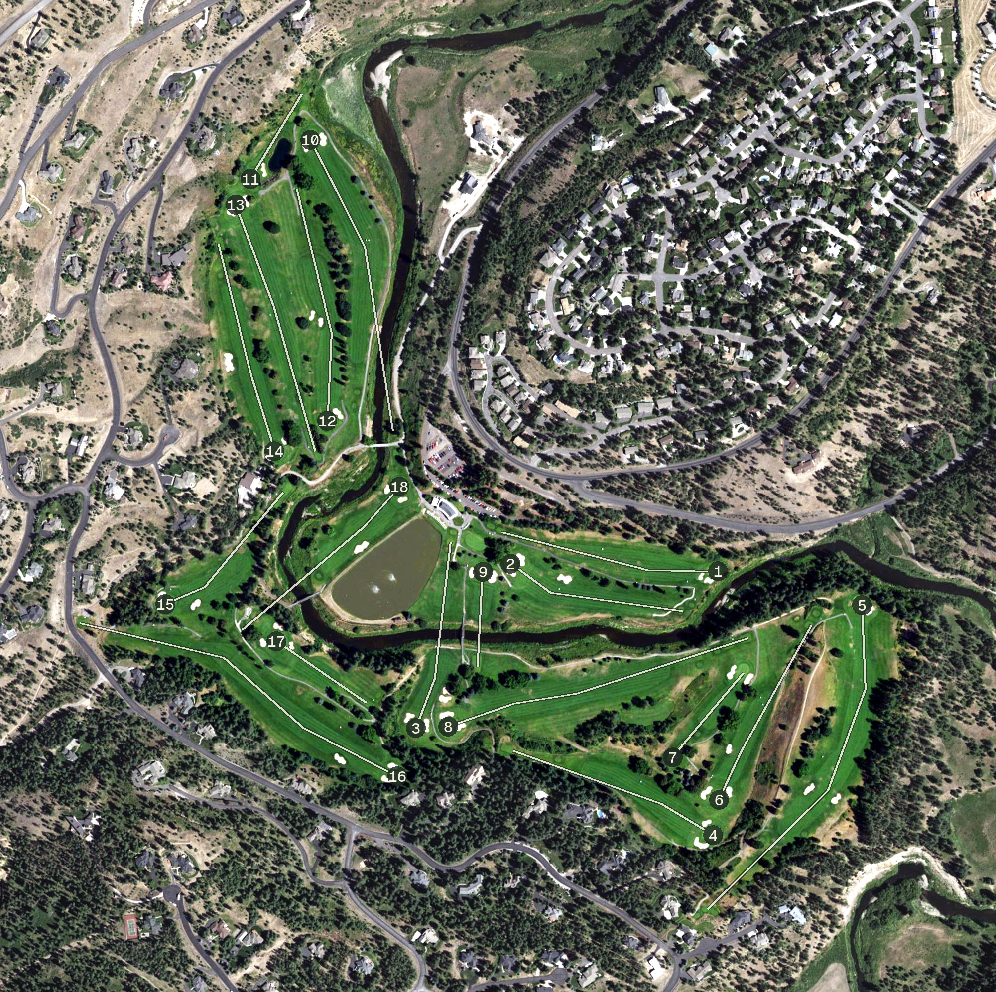 Aerial view of Hangman Valley Golf Course, WA