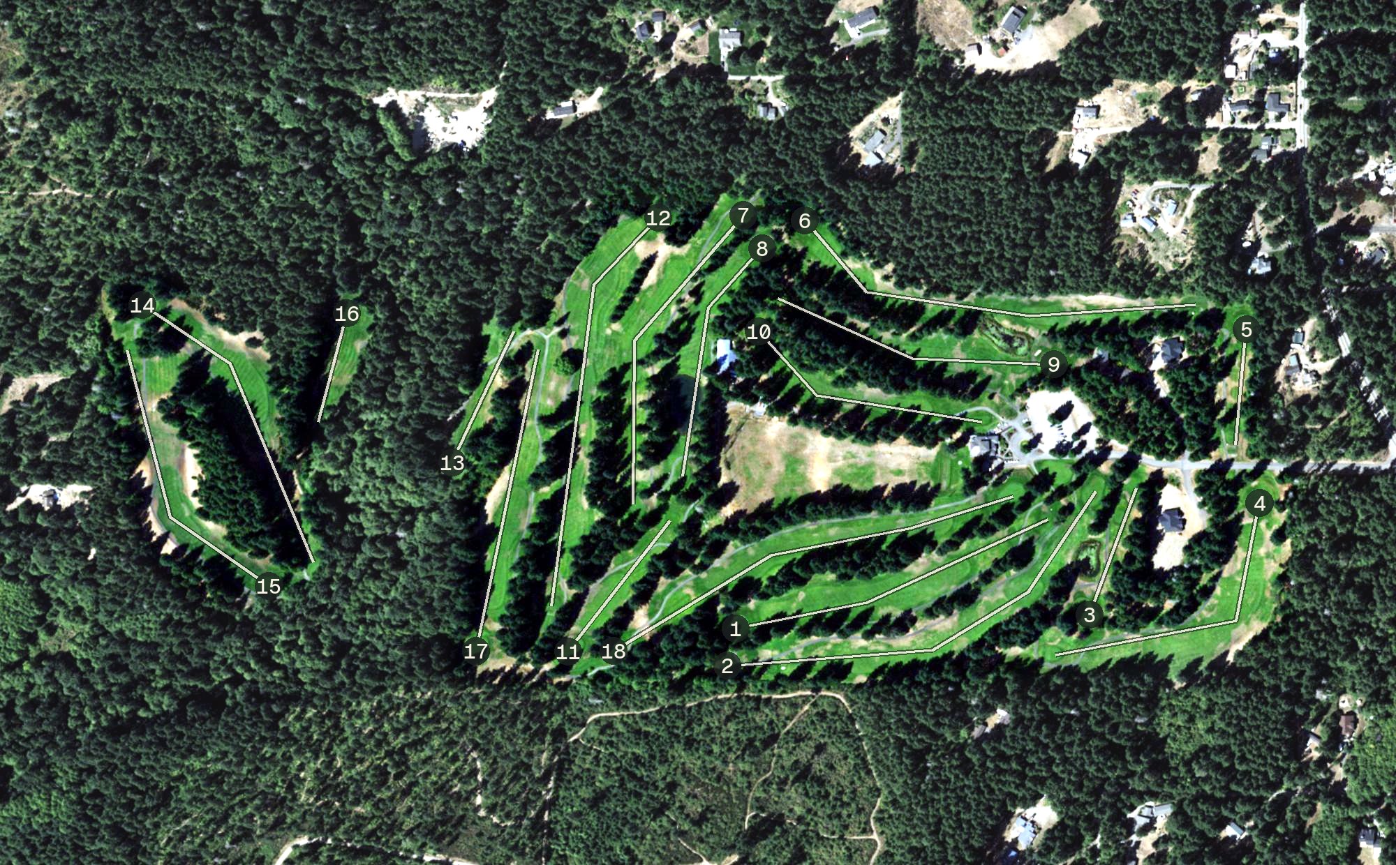 Aerial view of Horseshoe Lake Golf Course, WA
