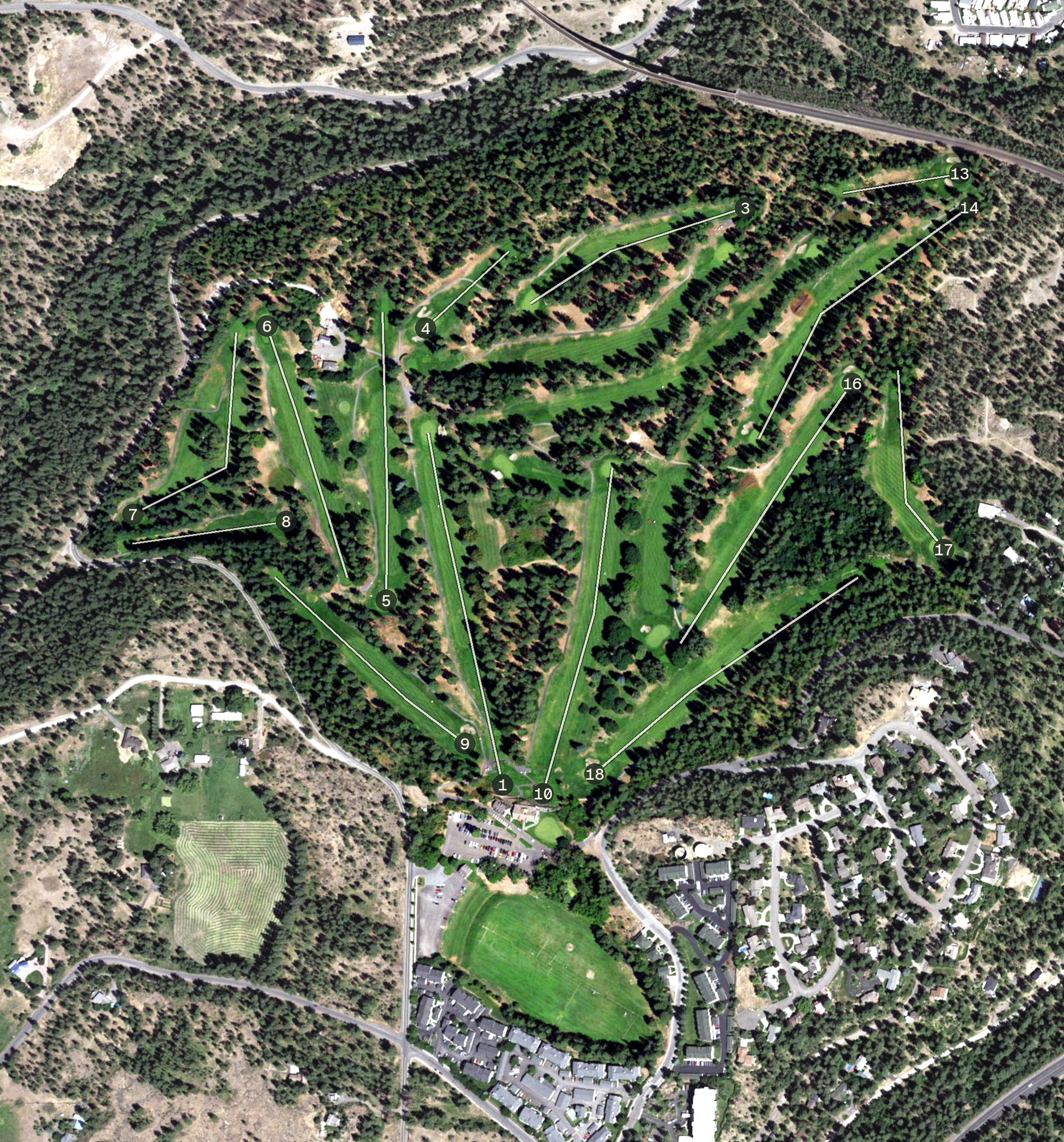 Aerial view of Indian Canyon Golf Course, WA