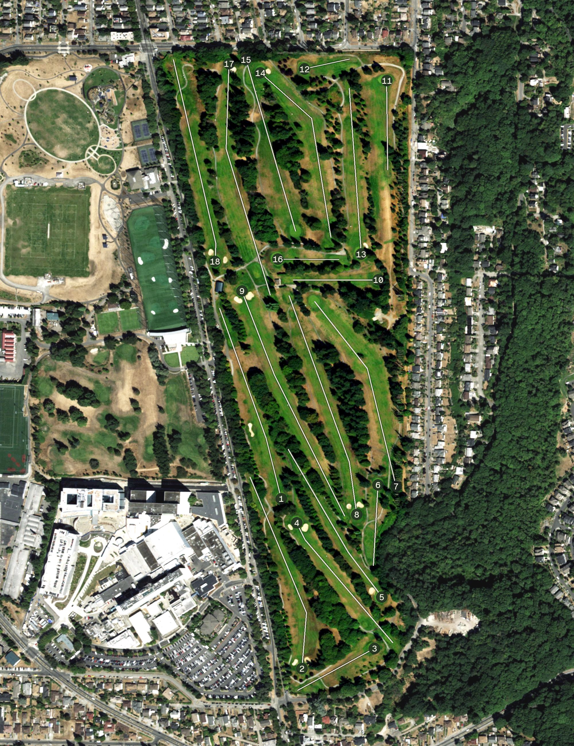 Aerial view of Jefferson Park Golf Course, WA