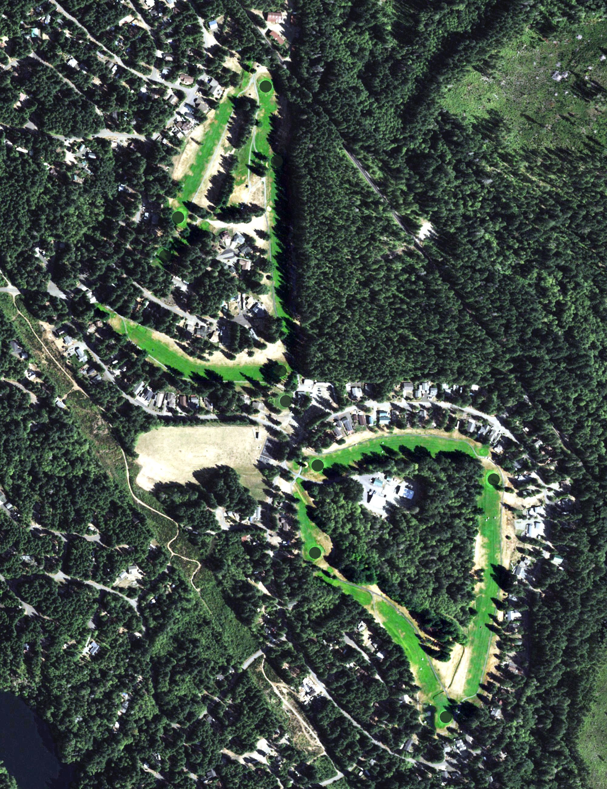 Aerial view of Lake Cushman Golf Course, WA
