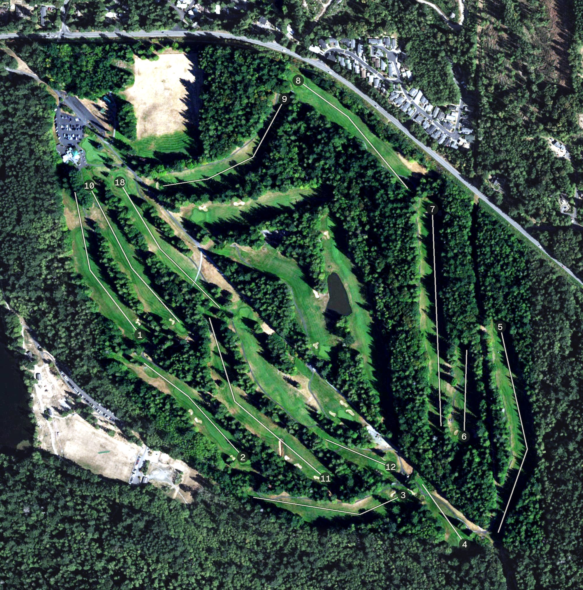 Aerial view of Lake Padden Golf Course, WA