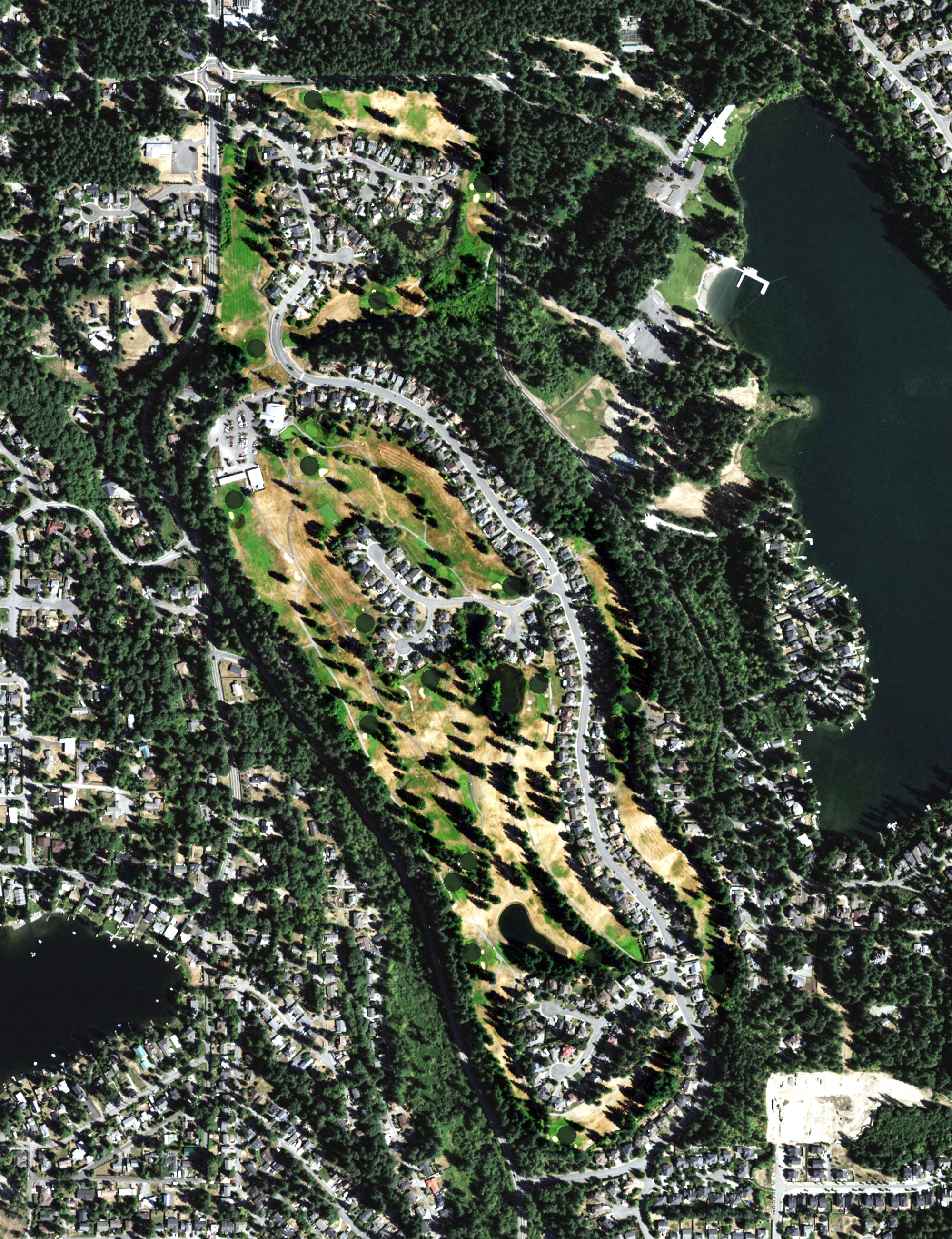 Aerial view of Lake Wilderness Golf Course, WA