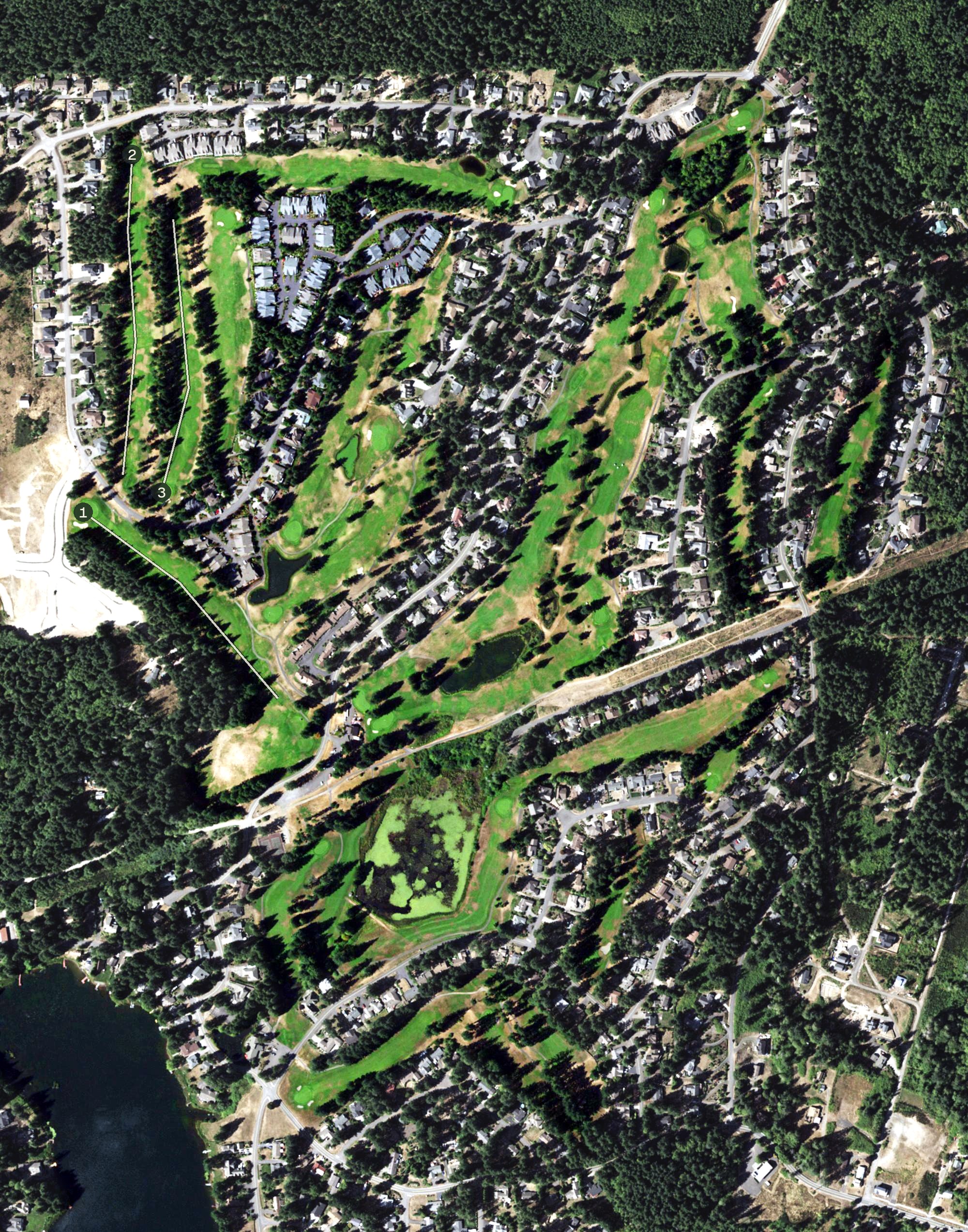 Aerial view of LakeLand Village Golf Course, WA