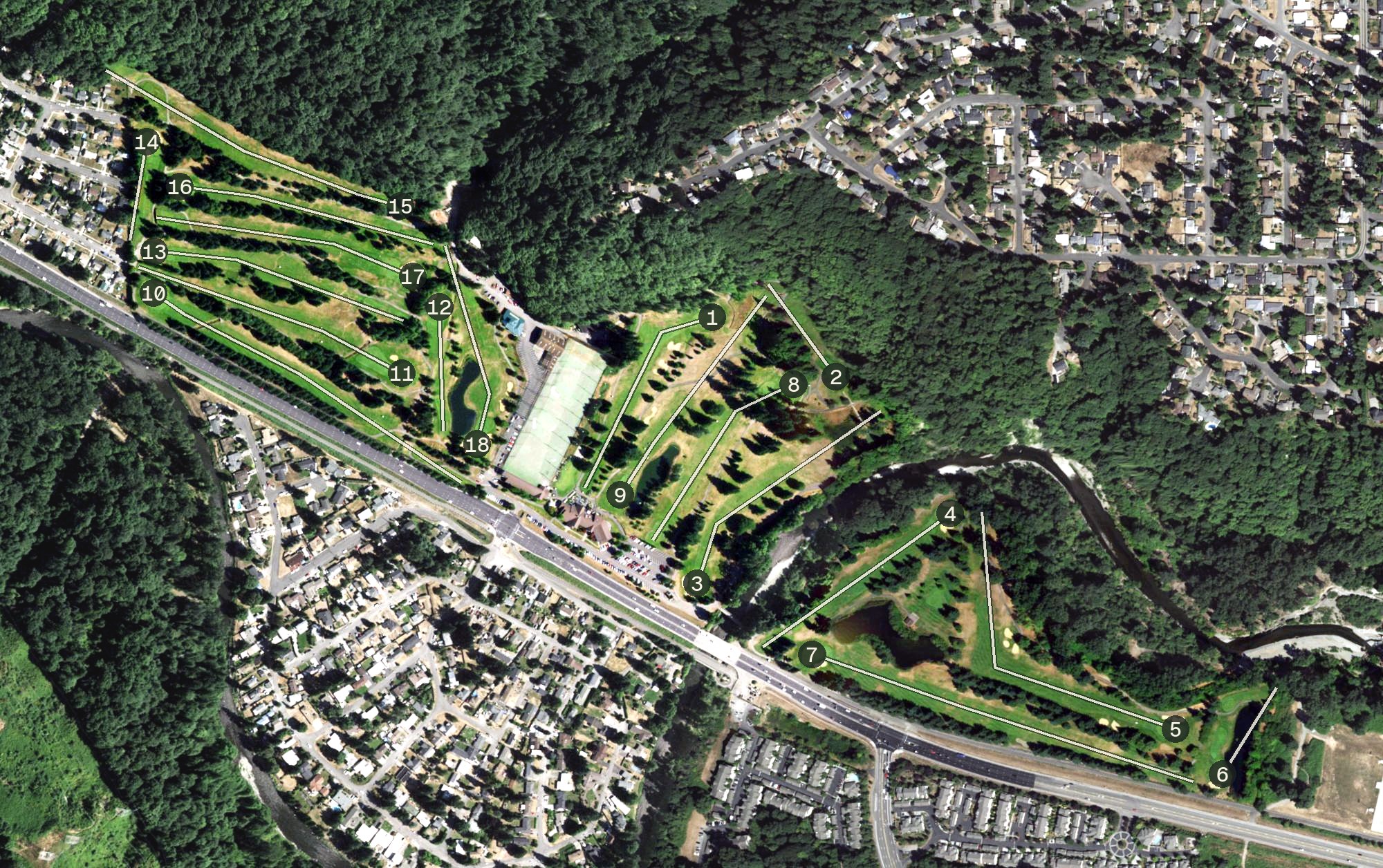 Aerial view of Maplewood Golf Course, WA