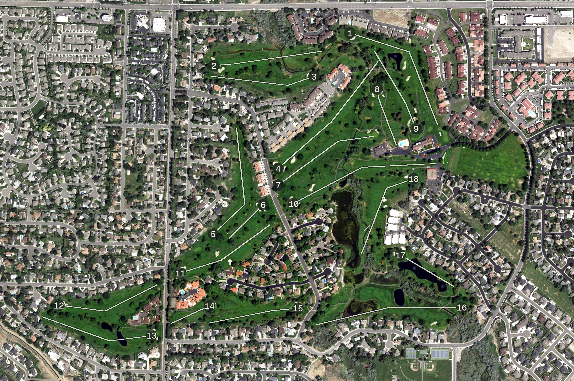 Aerial view of Meadow Springs Country Club, WA