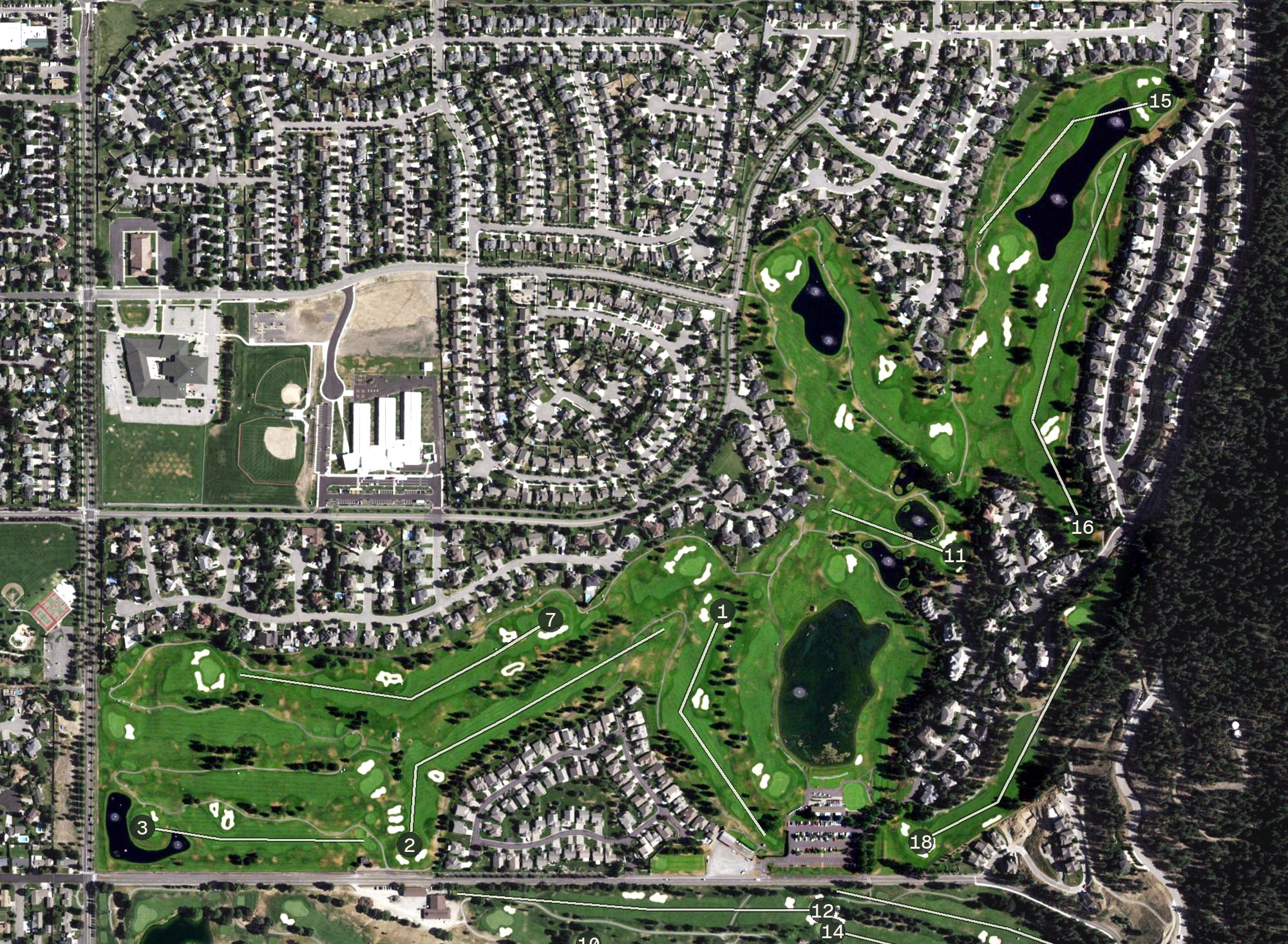 Aerial view of MeadowWood Golf Course, WA