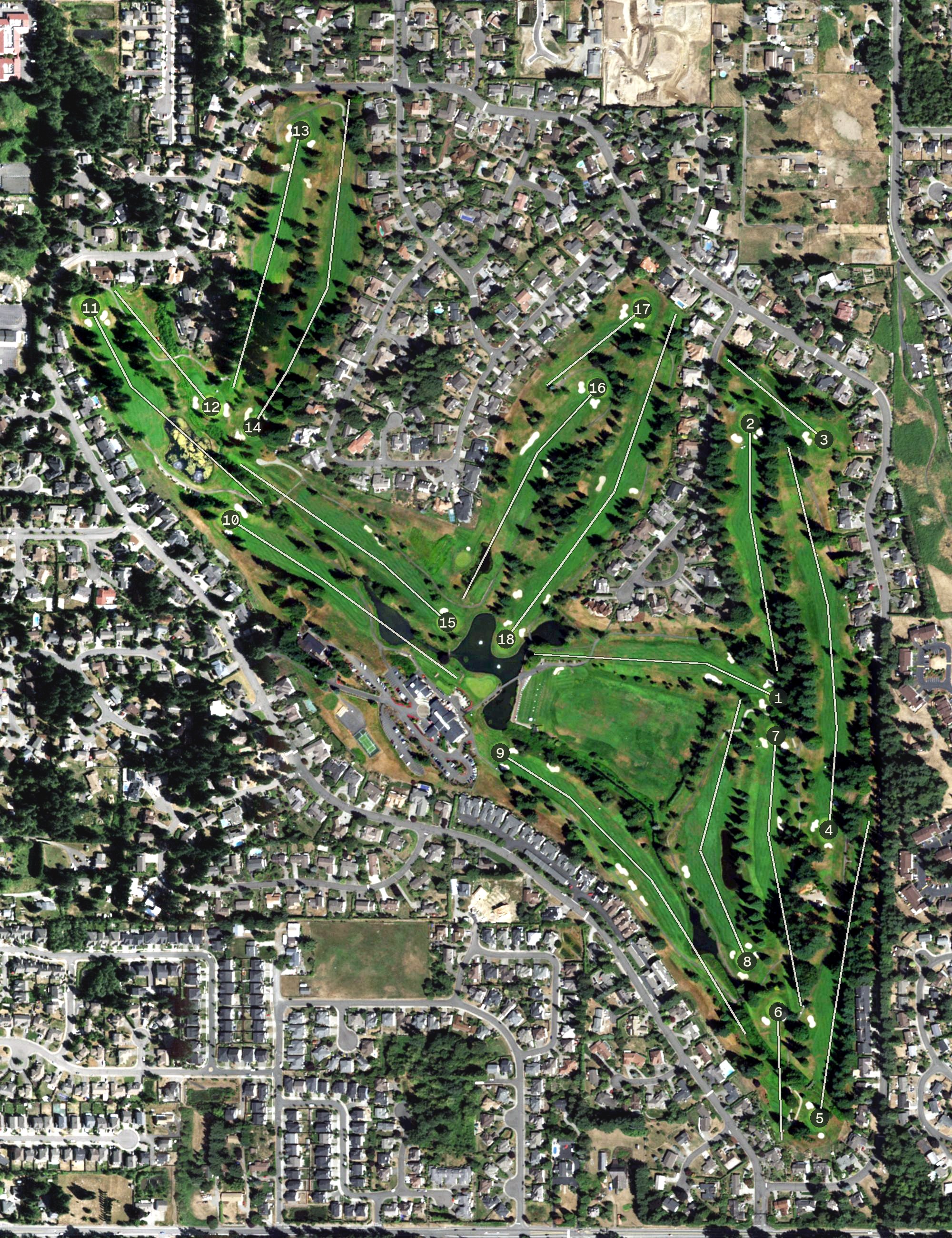 Aerial view of Meridian Valley Country Club, WA