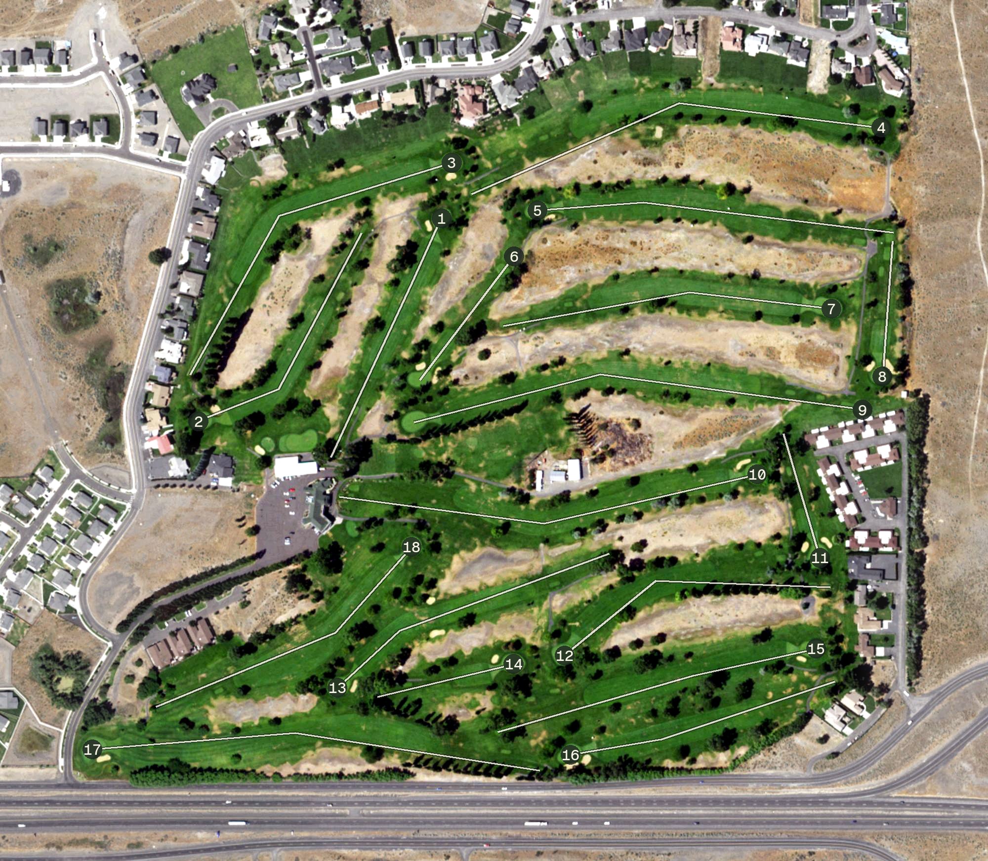 Aerial view of Moses Lake Golf Course, WA