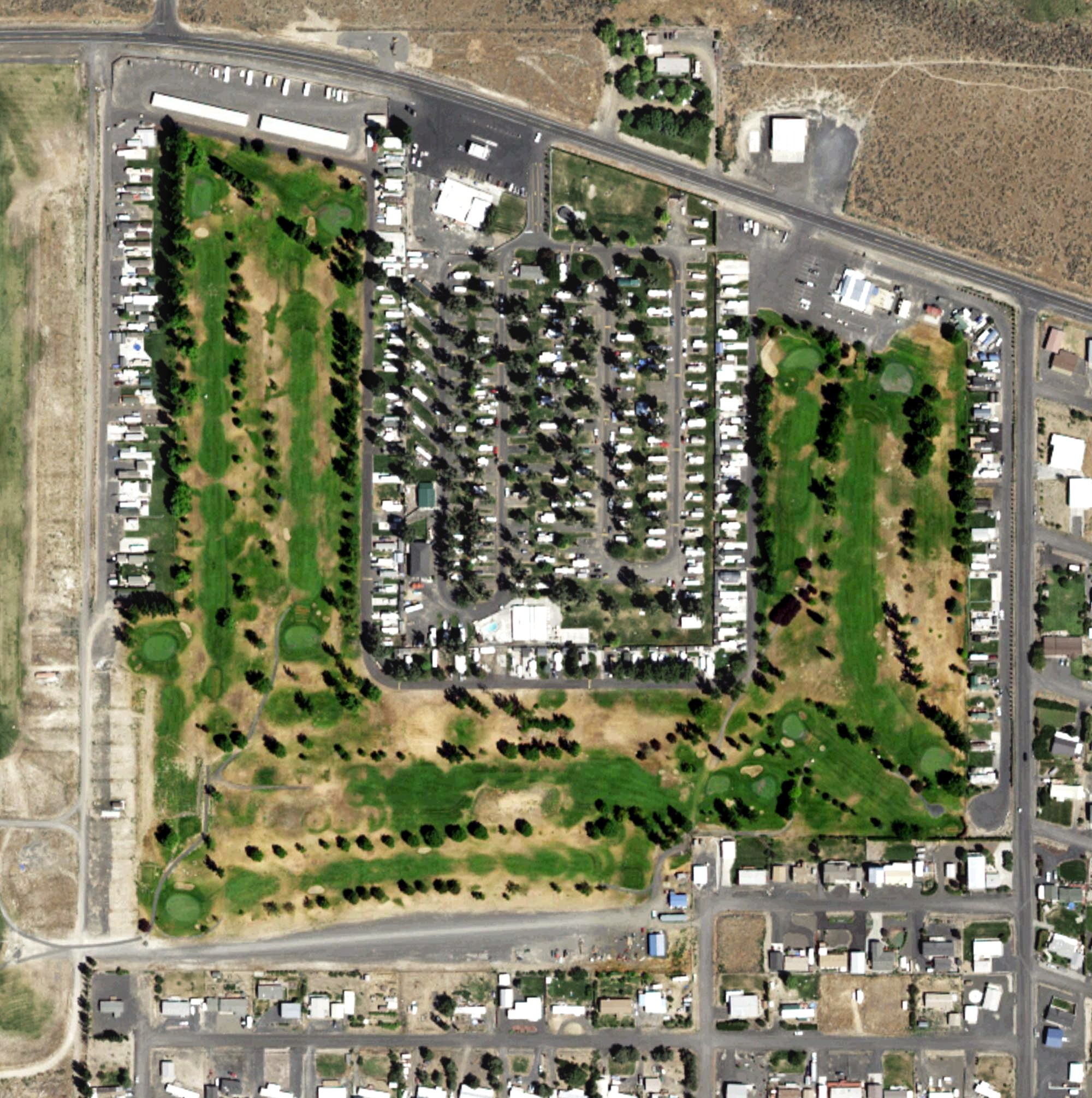 Aerial view of O'Sullivan Sportsman Resort, WA