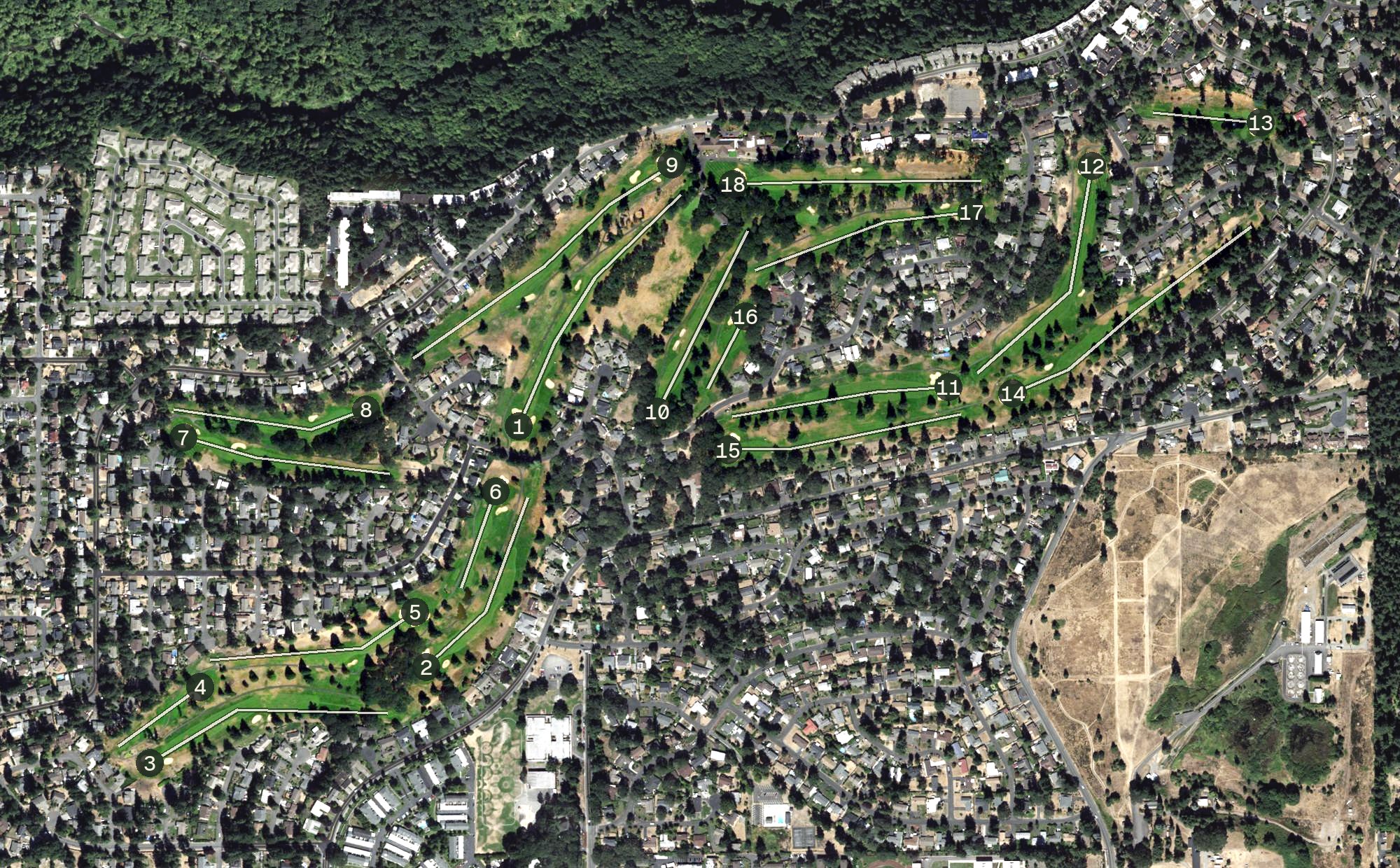 Aerial view of Oakbrook Golf & Country Club, WA