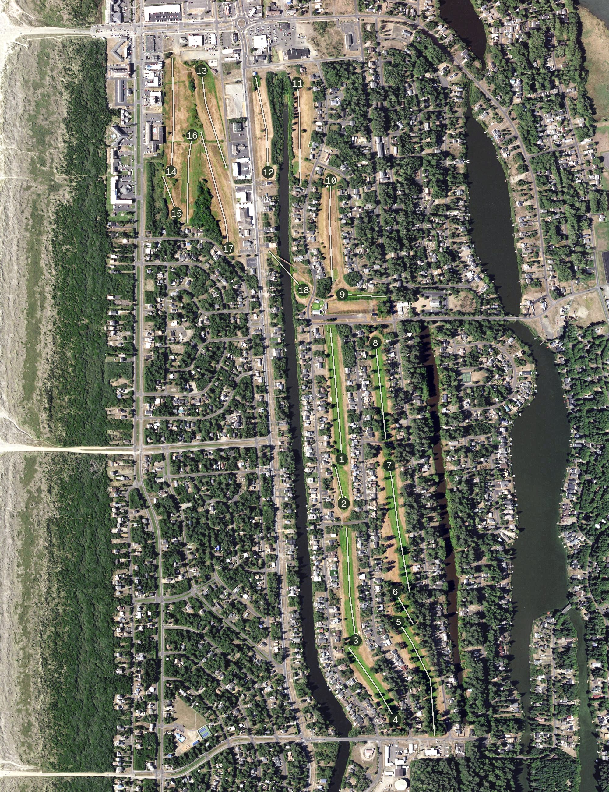 Aerial view of Ocean Shores Golf Course, WA