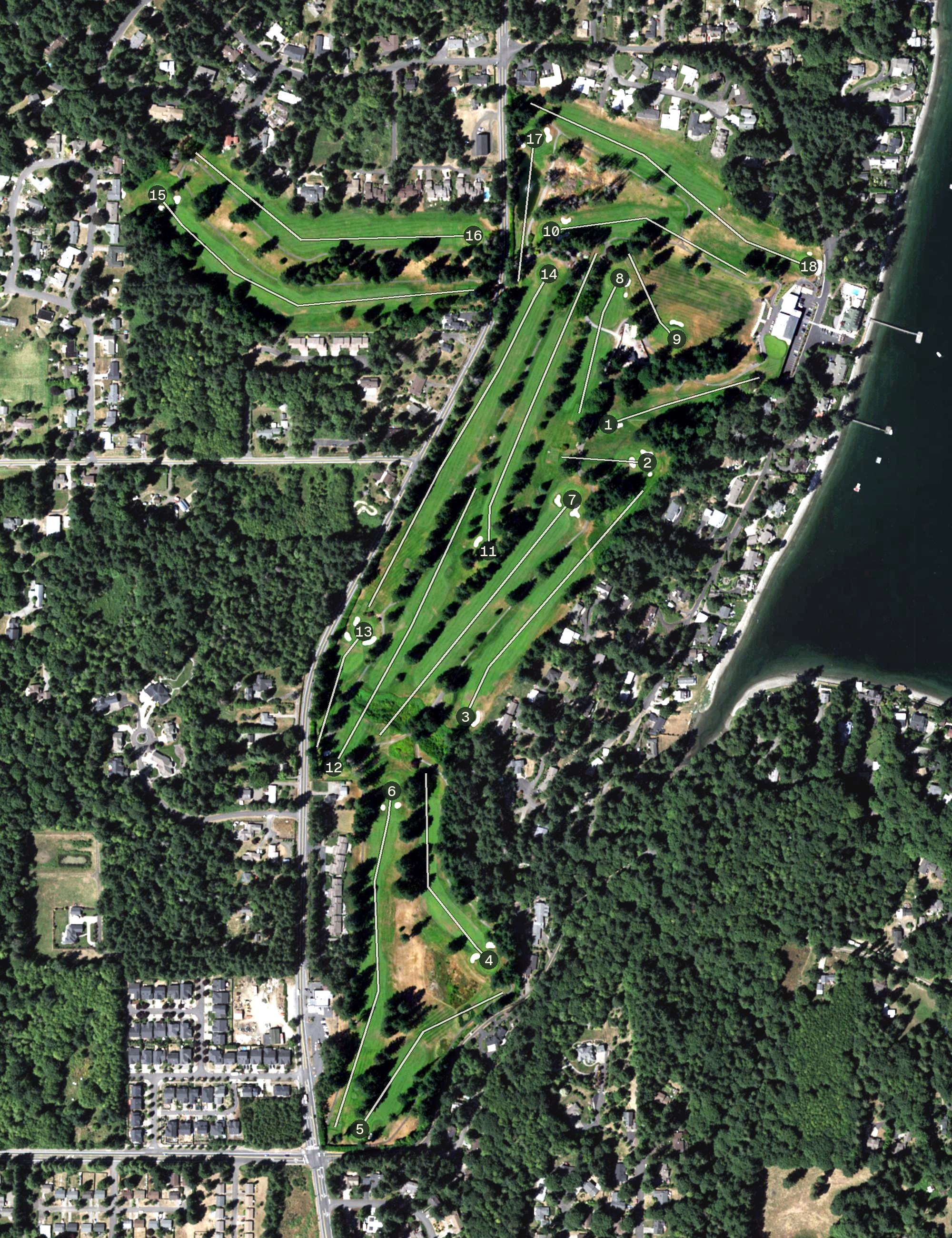 Aerial view of Olympia Country & Golf Club, WA