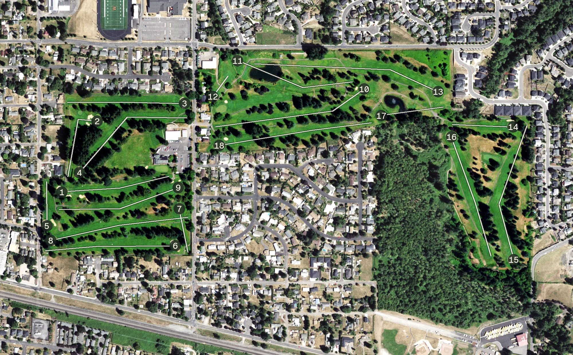 Aerial view of Orchard Hills Golf Course, WA