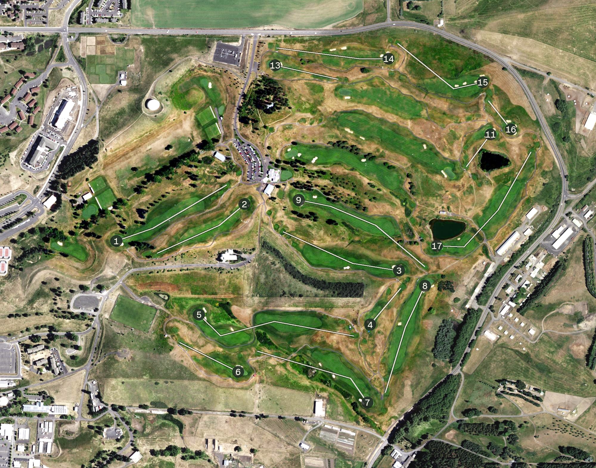 Aerial view of Palouse Ridge Golf Course, WA