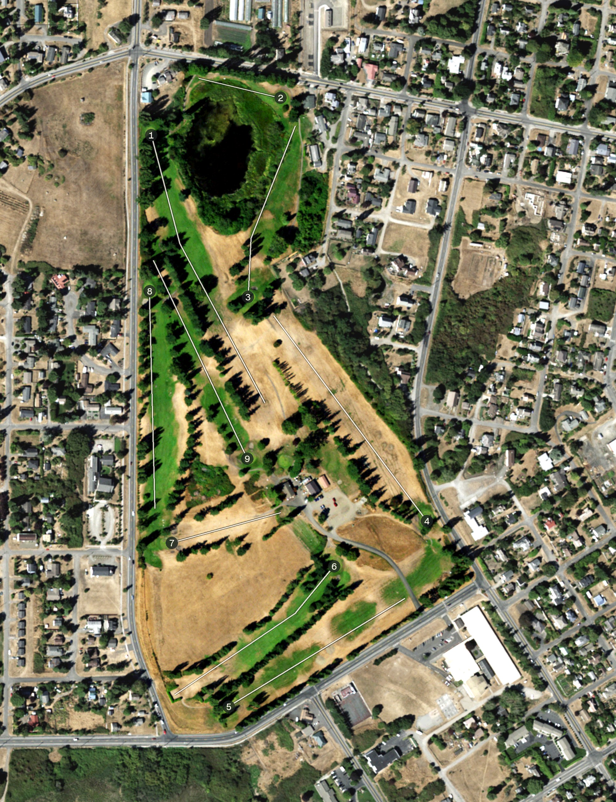 Aerial view of Port Townsend Golf Park, WA