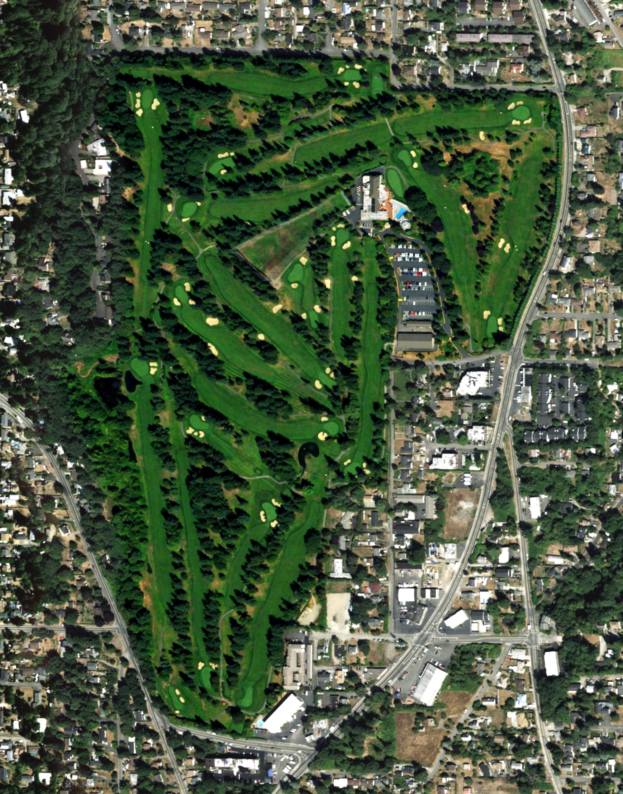 Aerial view of Rainier Golf & Country Club, WA