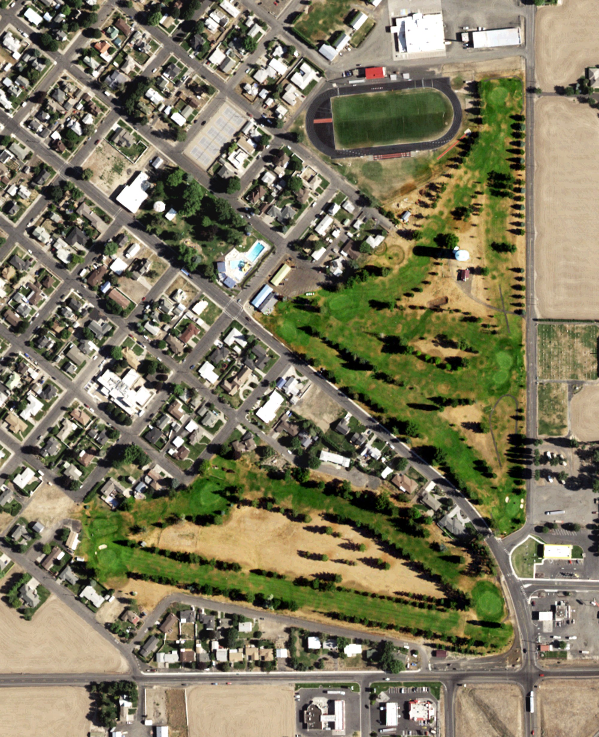 Aerial view of Ritzville Golf Course, WA