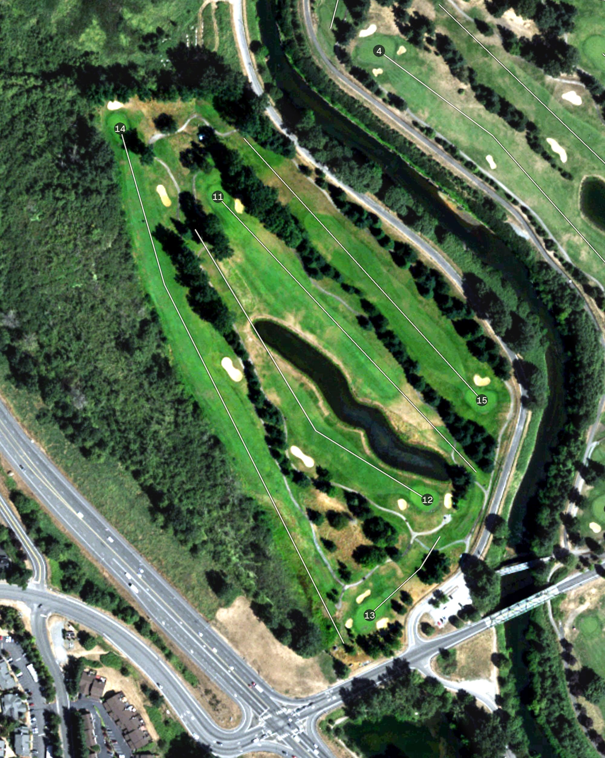 Aerial view of Riverbend 18-Hole Golf Course, WA