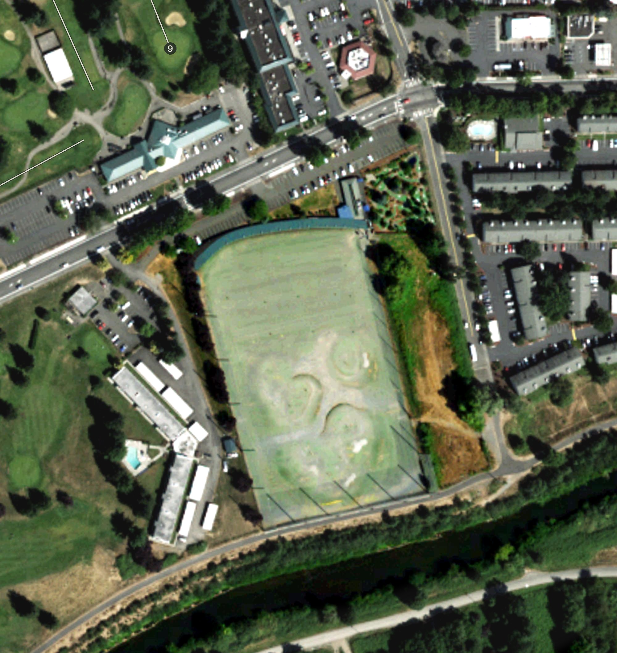 Aerial view of Riverbend Driving Range, WA