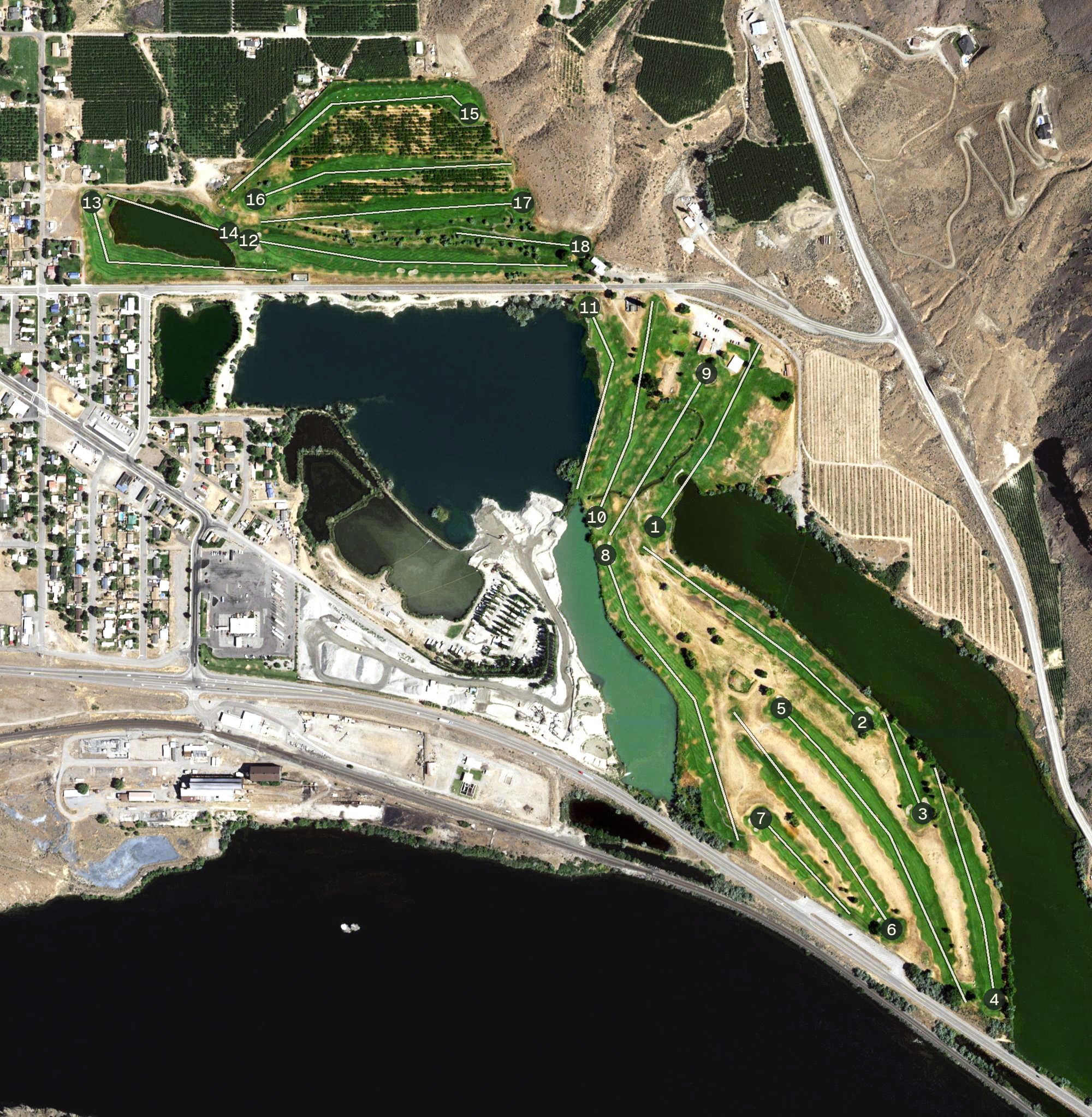 Aerial view of Rock Island Golf Course, WA