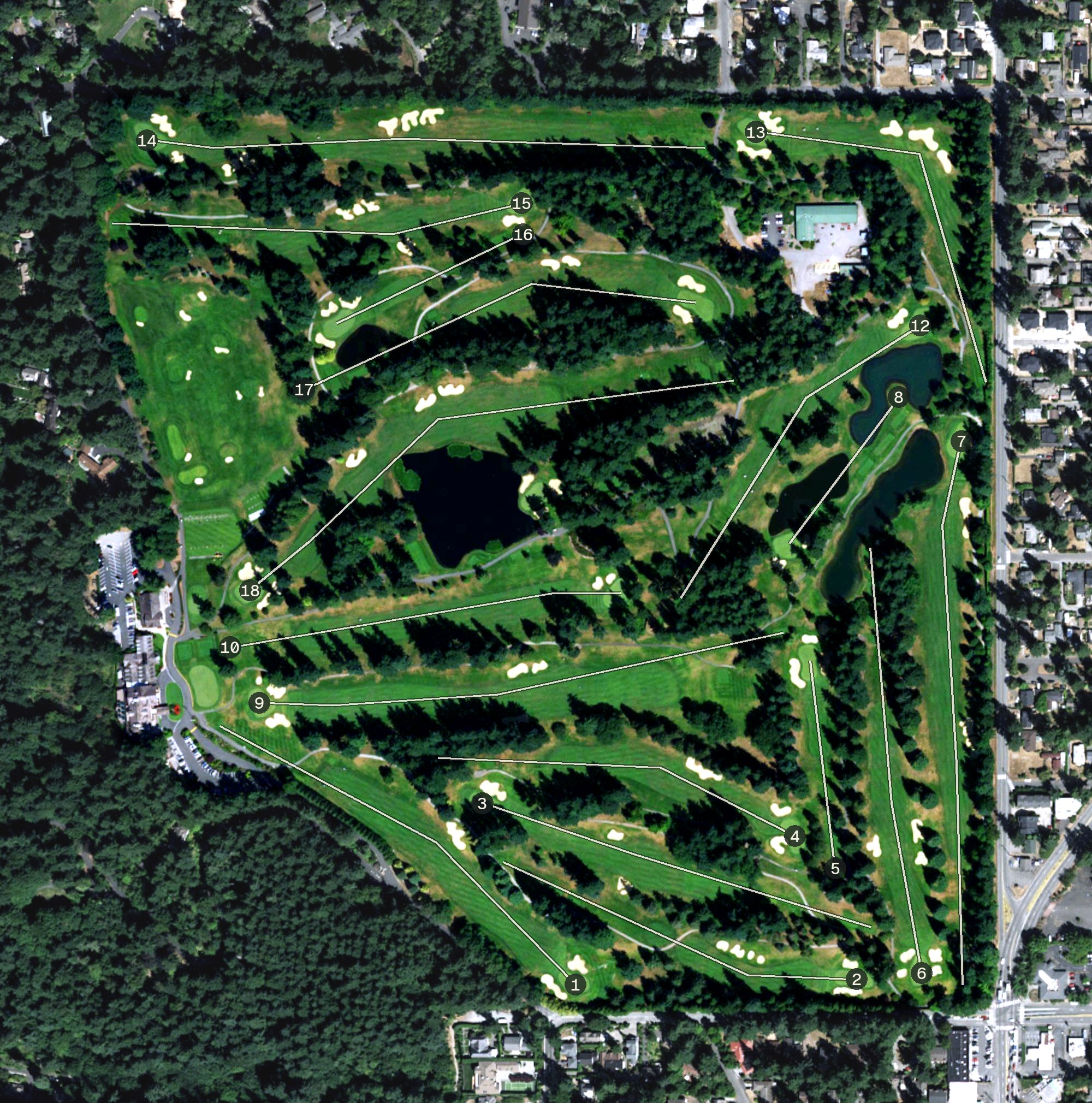 Aerial view of Seattle Golf Club, WA