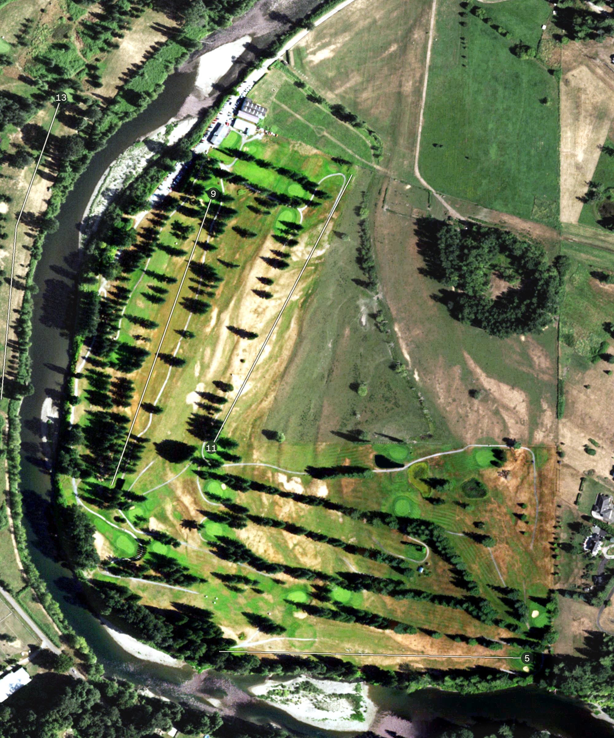 Aerial view of Snoqualmie Falls Golf Course, WA