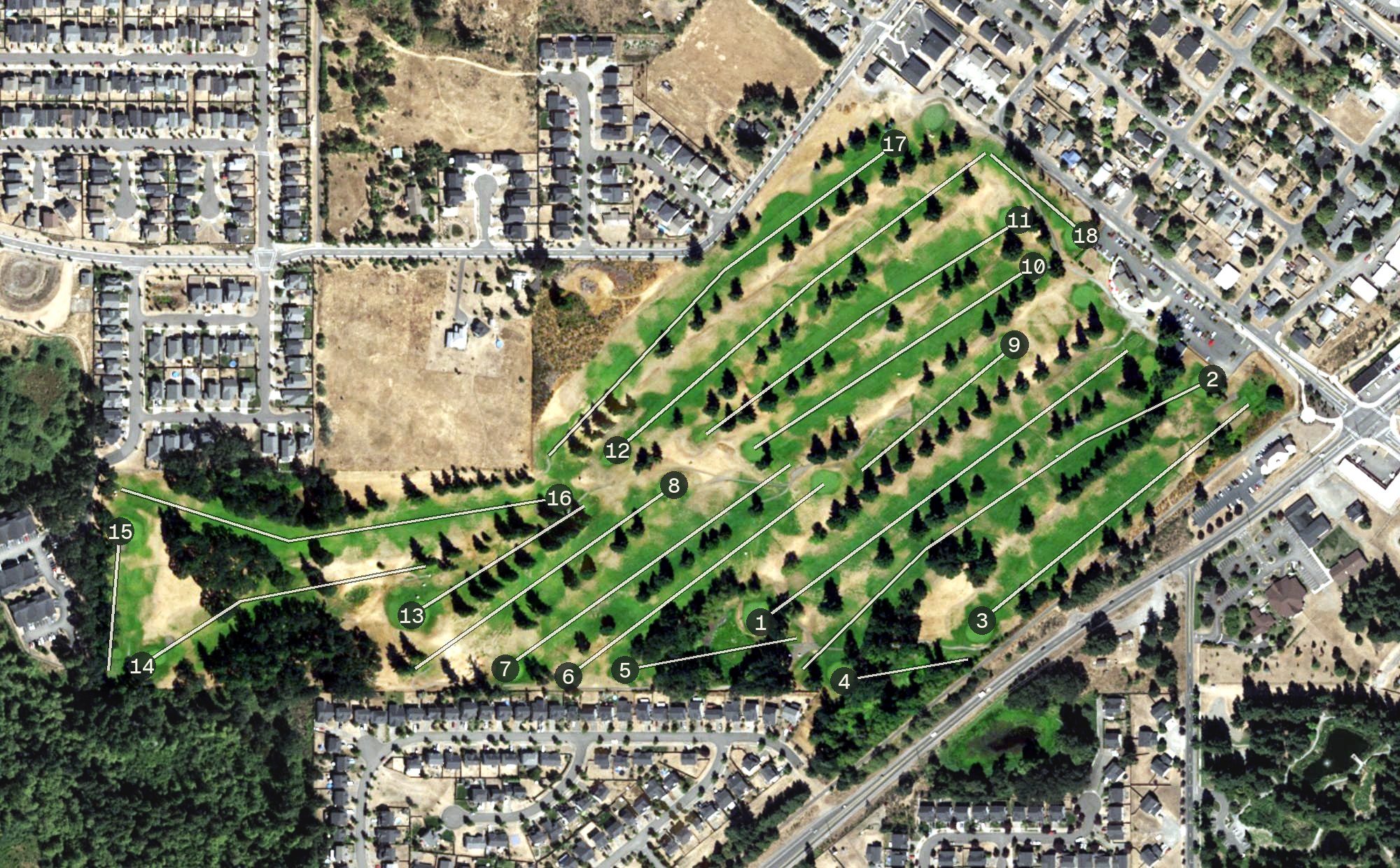 Aerial view of Tahoma Valley Golf and Country Club, WA