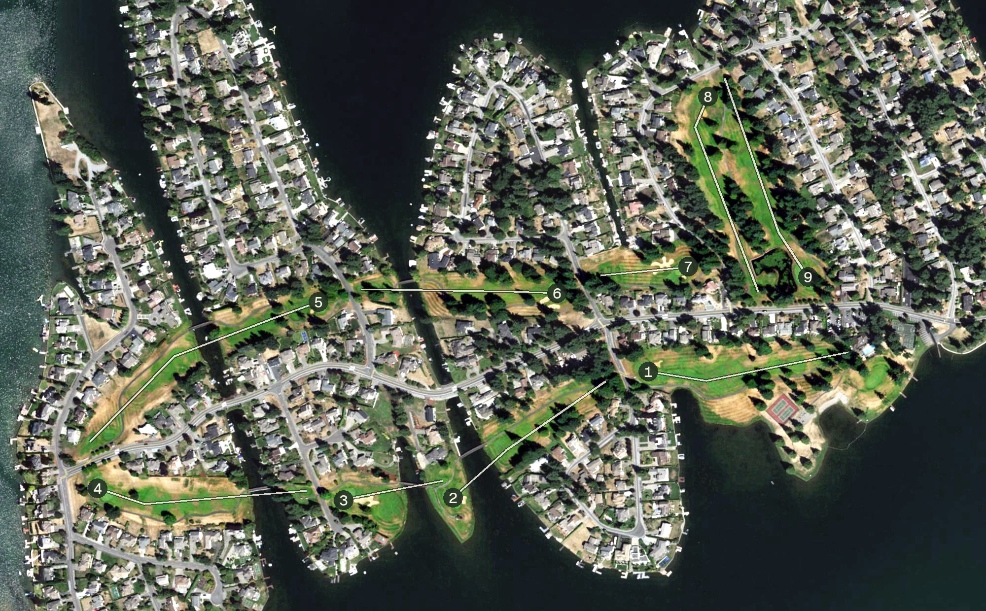 Aerial view of Tapps Island Golf Course, WA