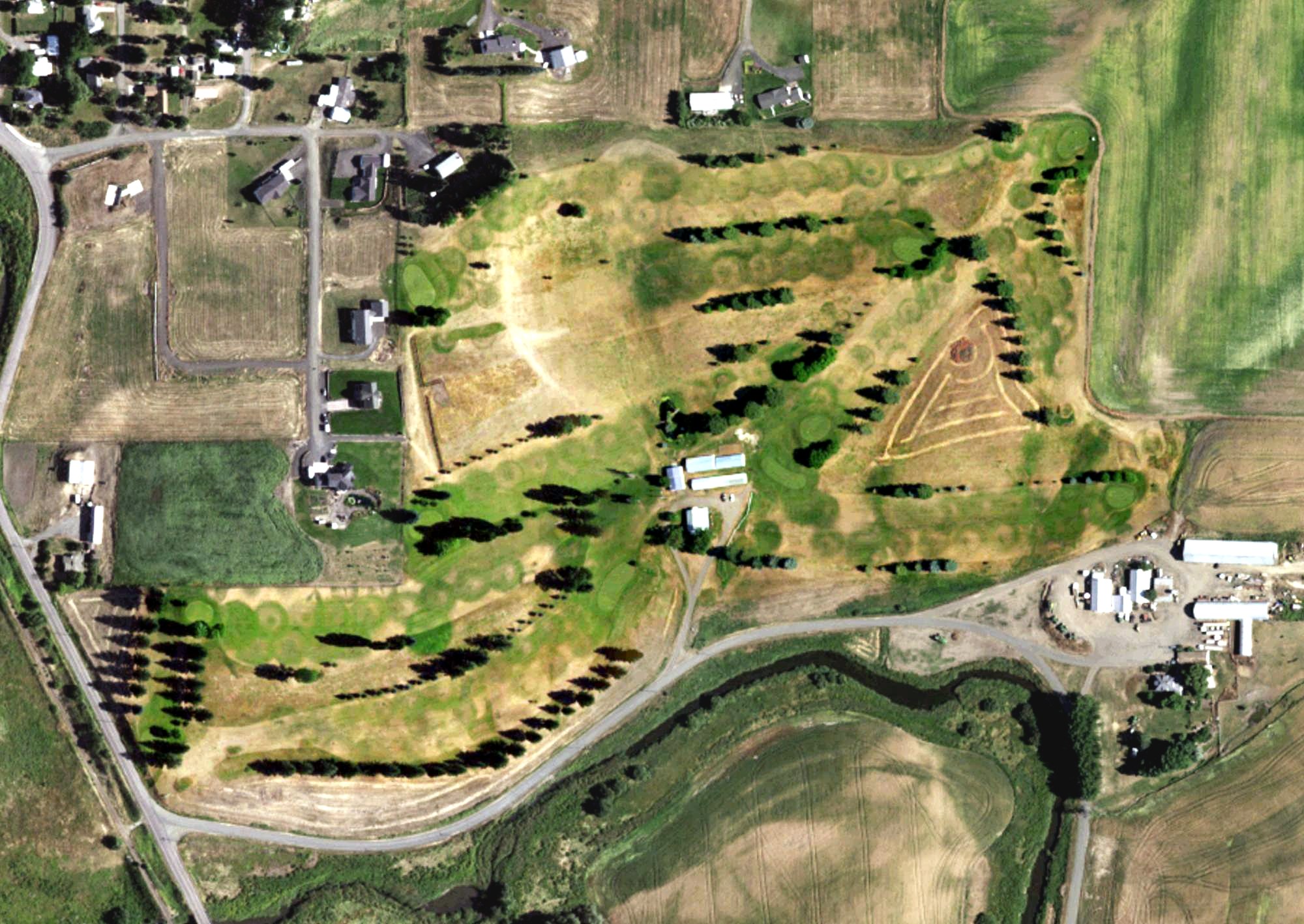 Aerial view of Tekoa Golf Course, WA