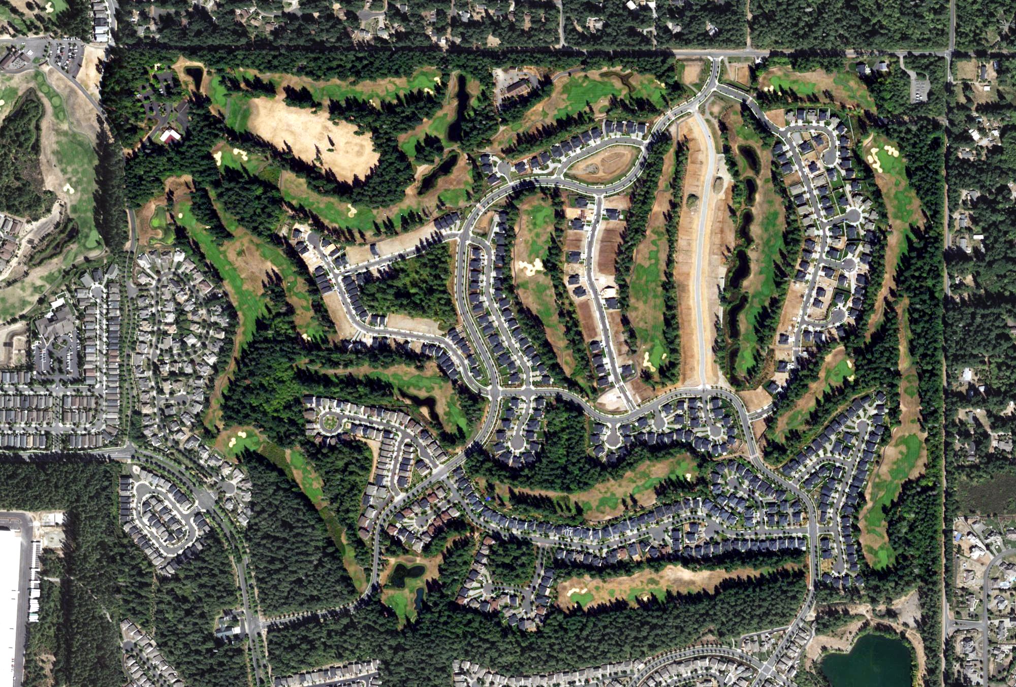 Aerial view of The Golf Club at Hawks Prairie - The Woodlands, WA