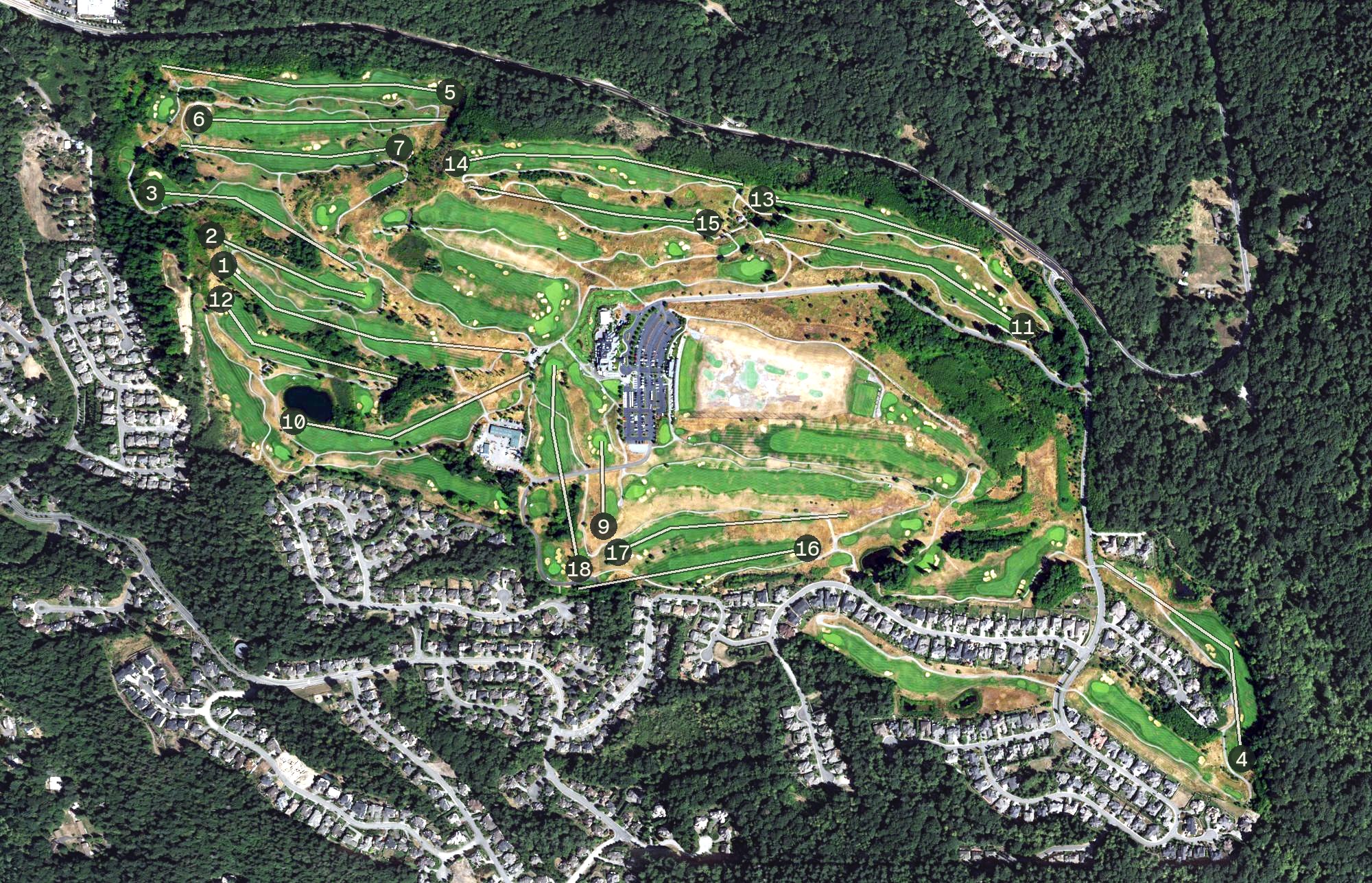 Aerial view of The Golf Club at Newcastle, WA