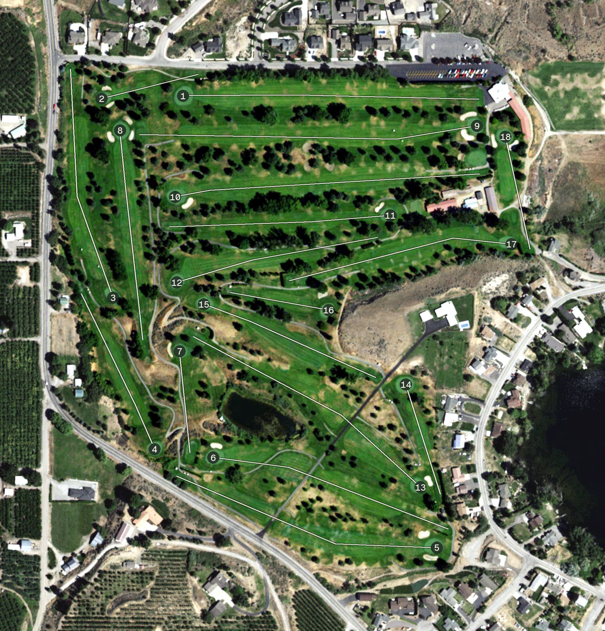 Aerial view of Three Lakes Golf Course, WA
