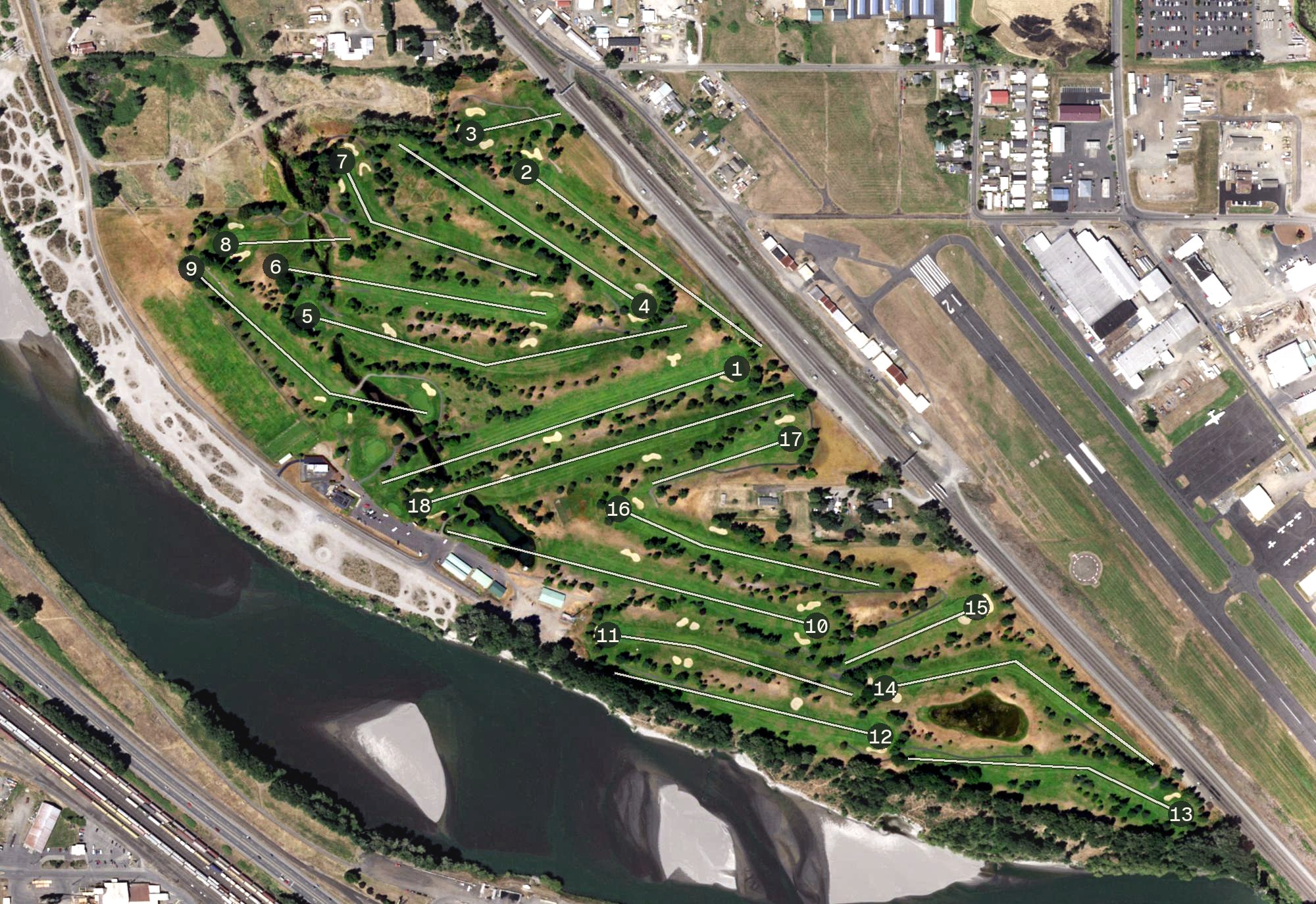Aerial view of Three Rivers Golf Course, WA