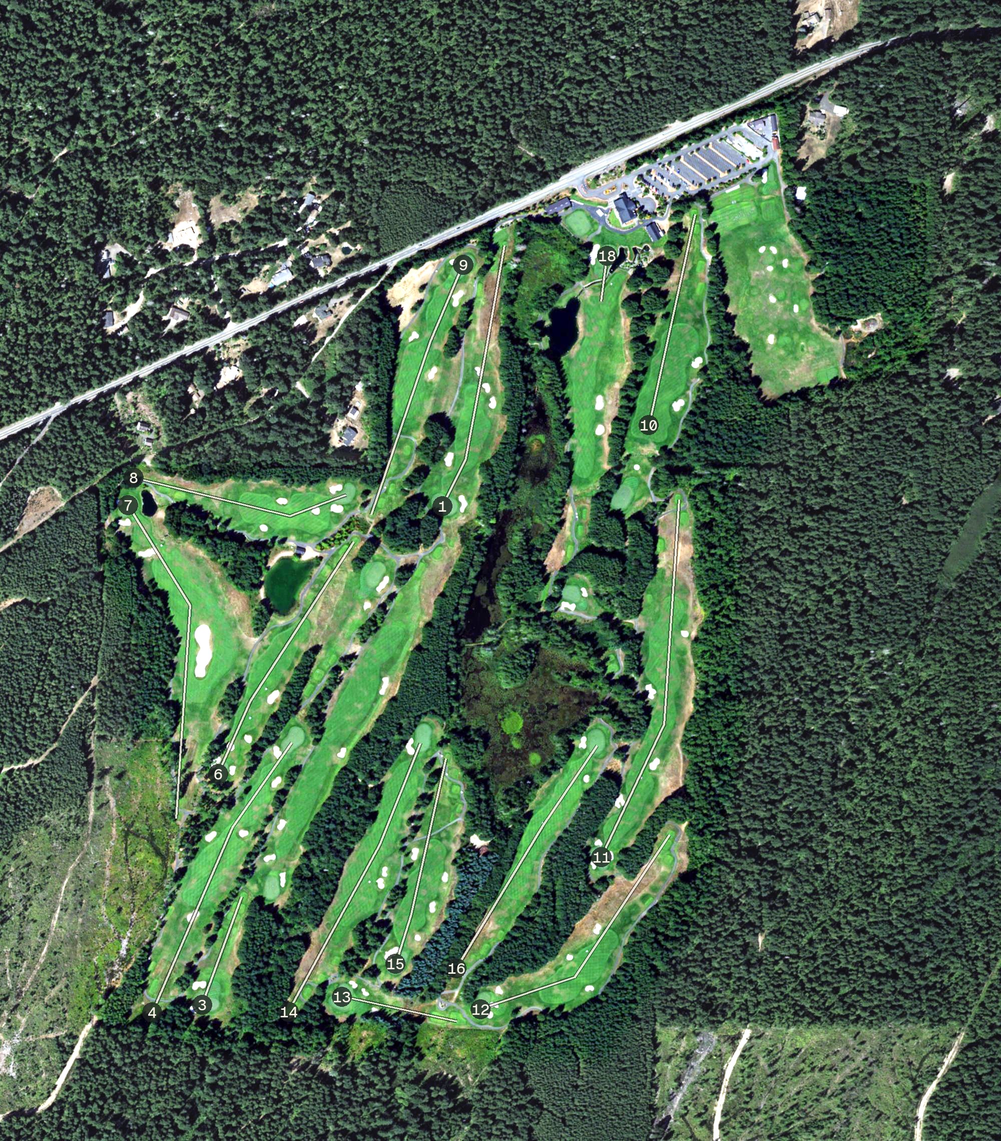 Aerial view of Trophy Lake Golf & Casting, WA