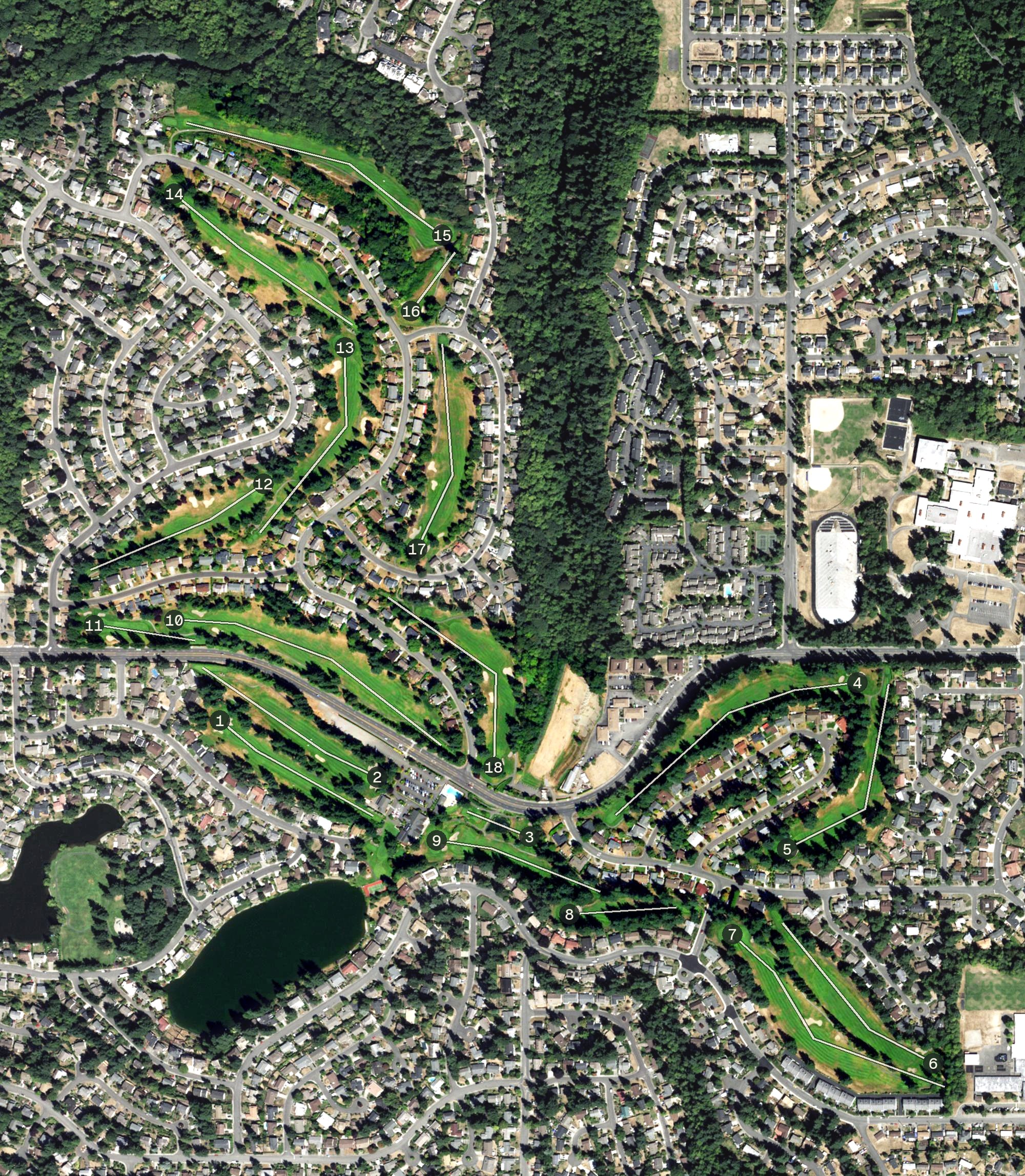 Aerial view of Twin Lakes Country Club, WA