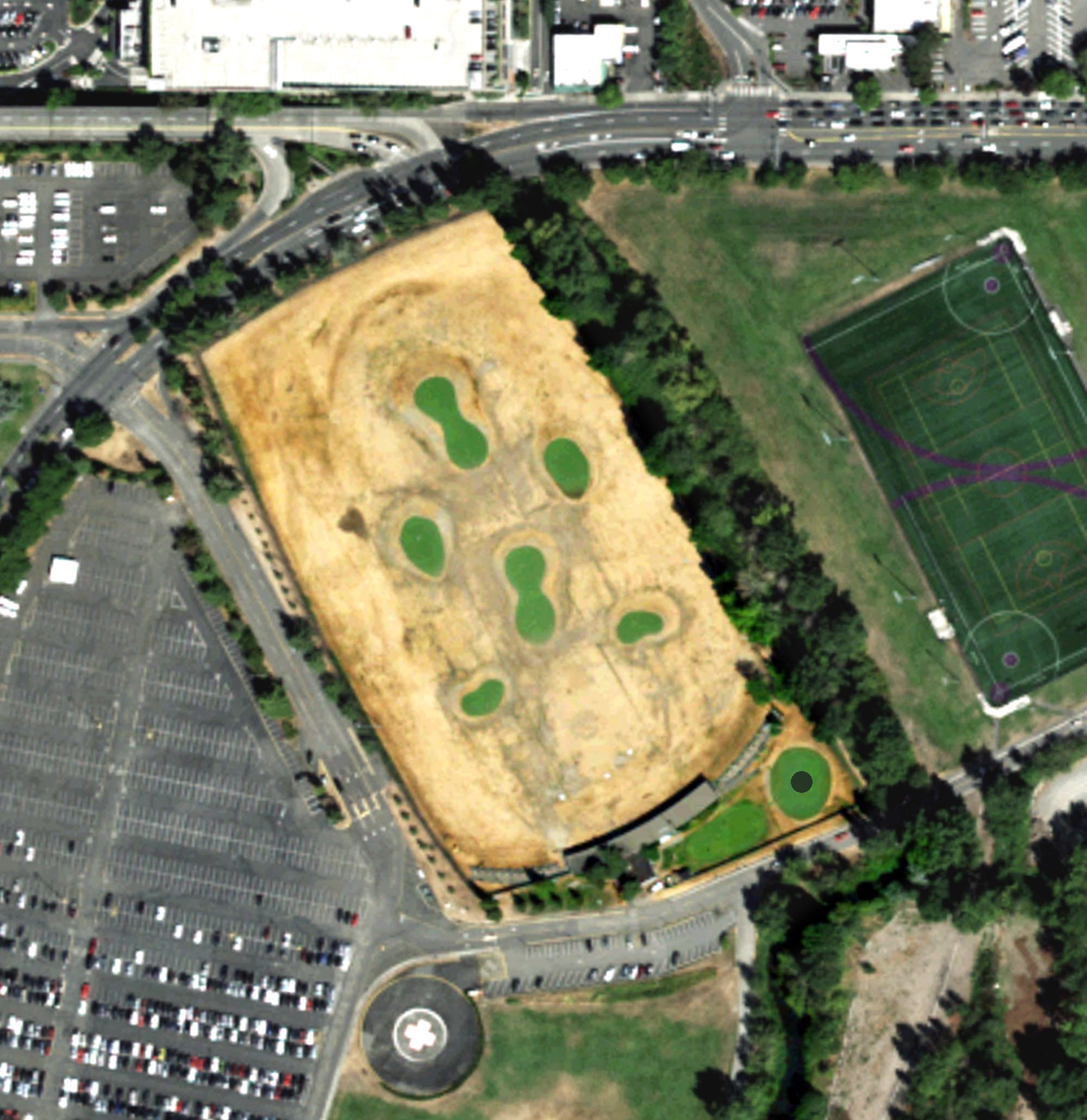 Aerial view of University of Washington Golf Driving Range, WA