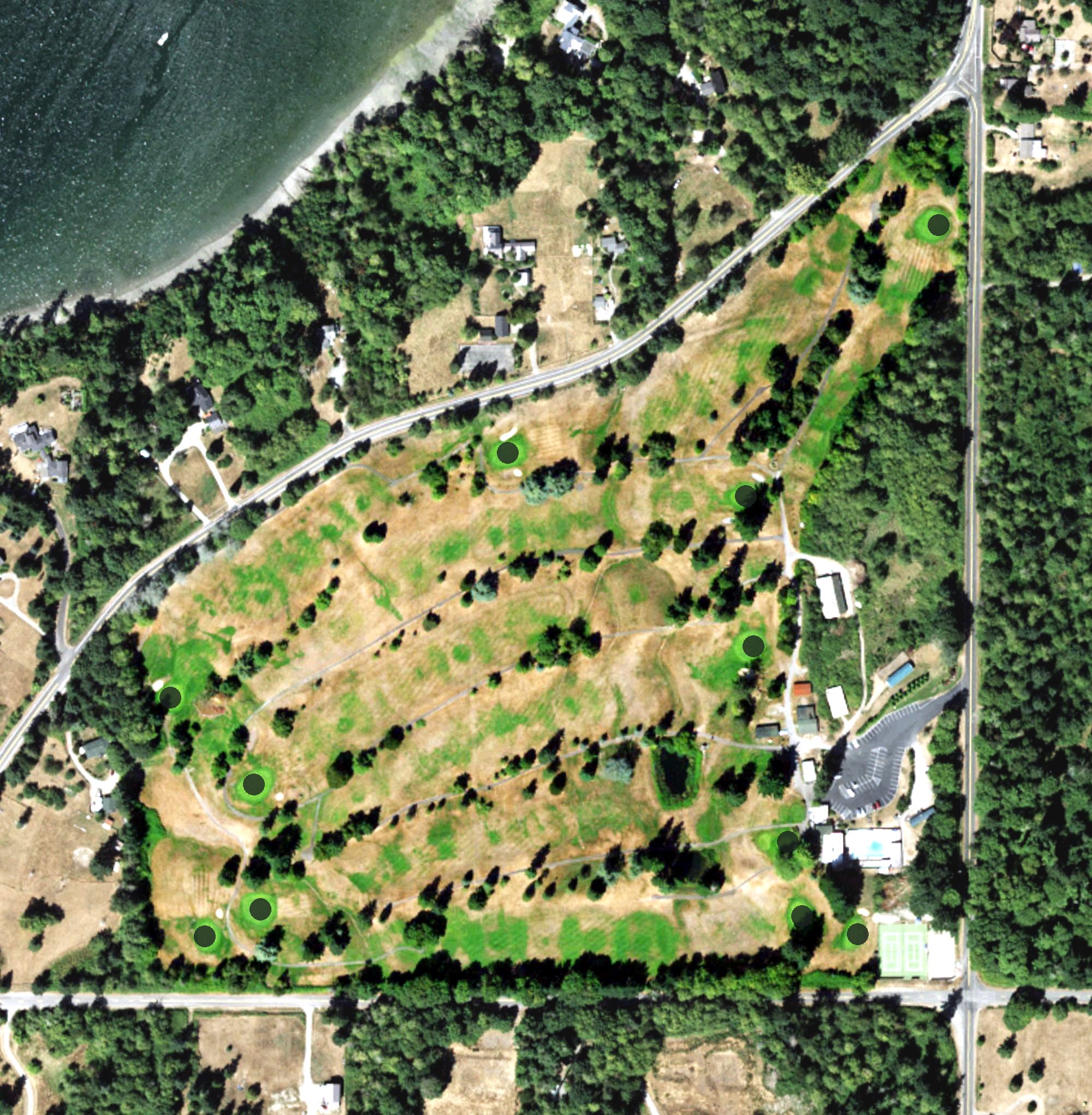 Aerial view of Vashon Island Golf & Country Gold Course, WA