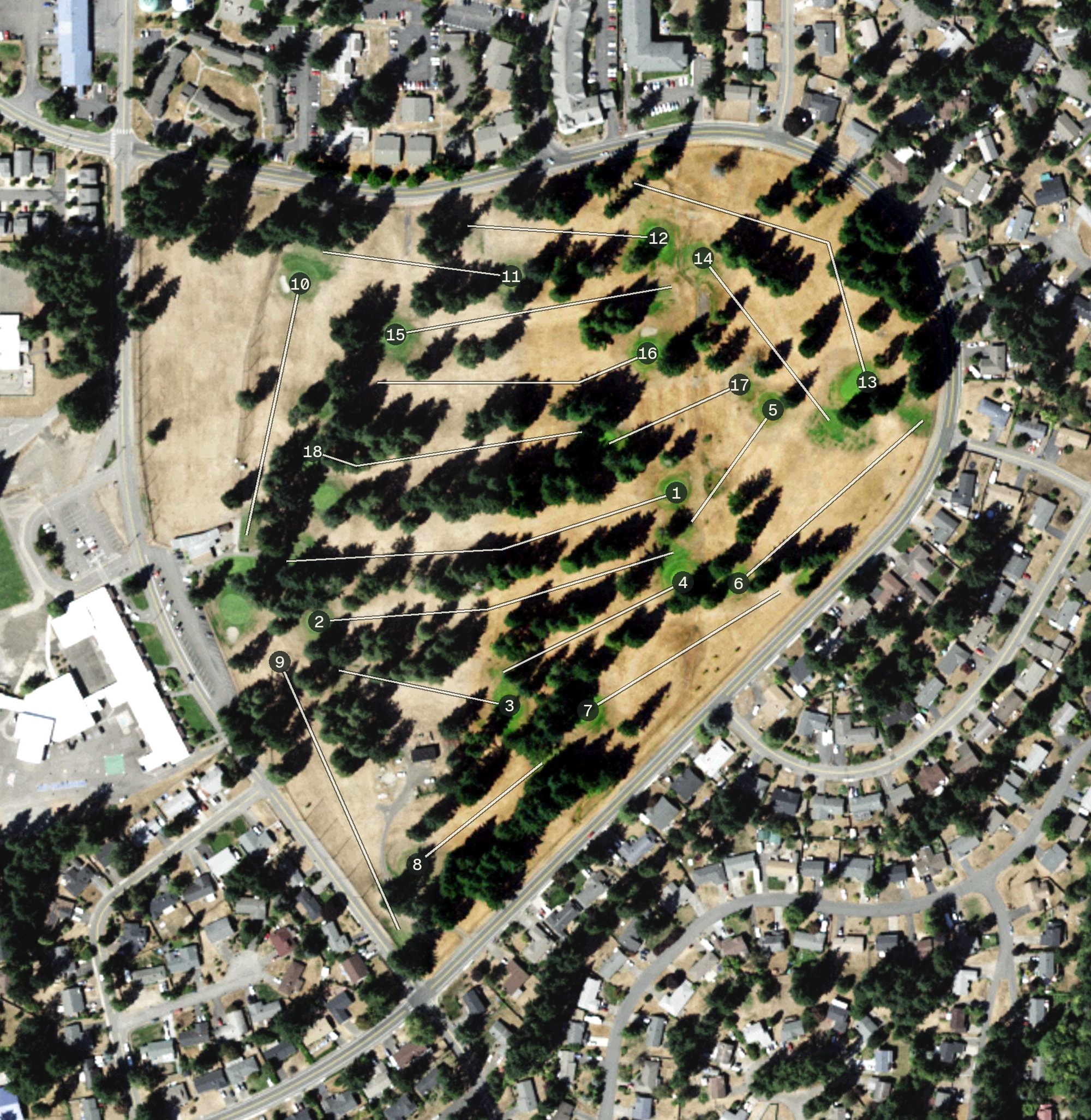 Aerial view of Village Greens Golf Course, WA