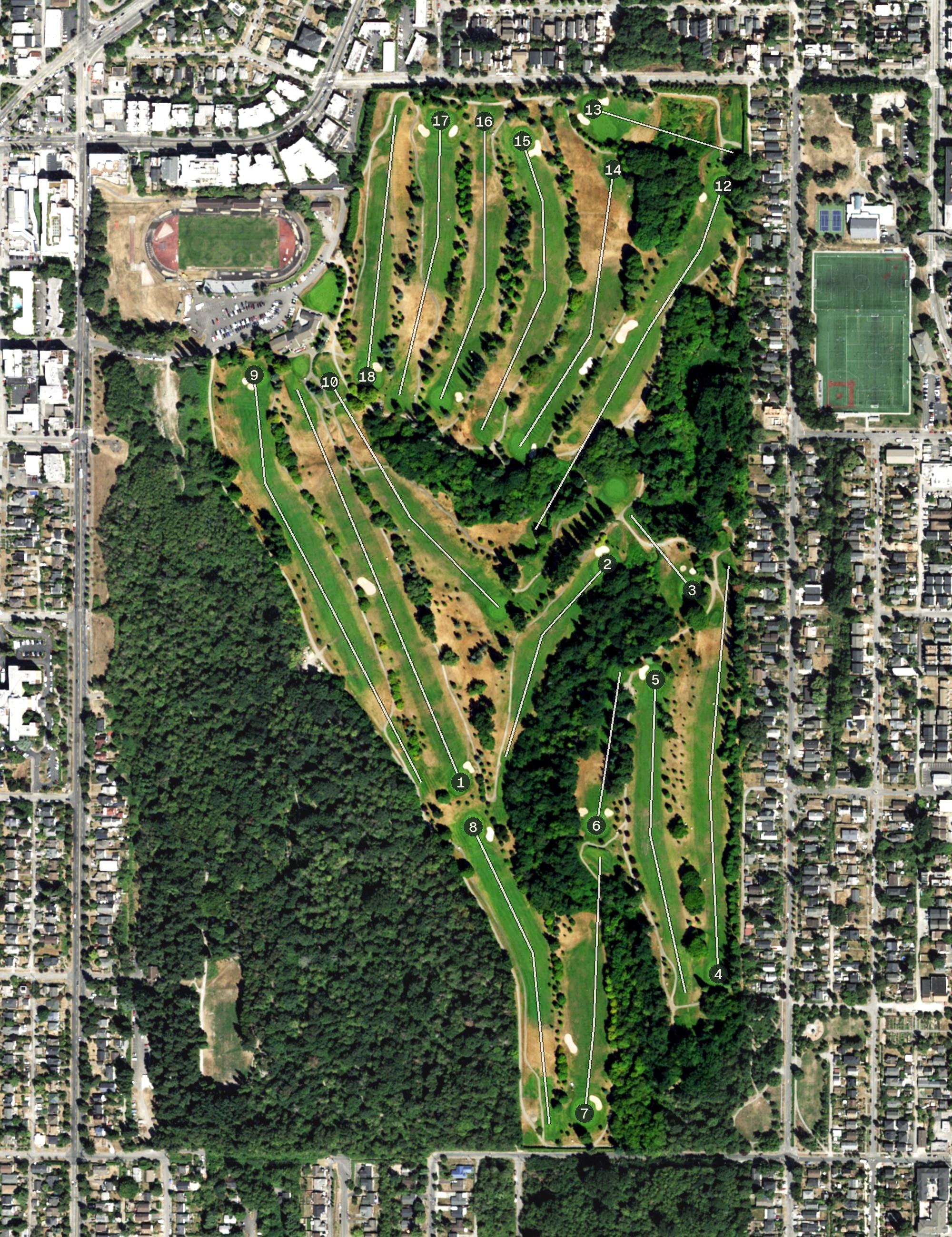 Aerial view of West Seattle Golf Course, WA